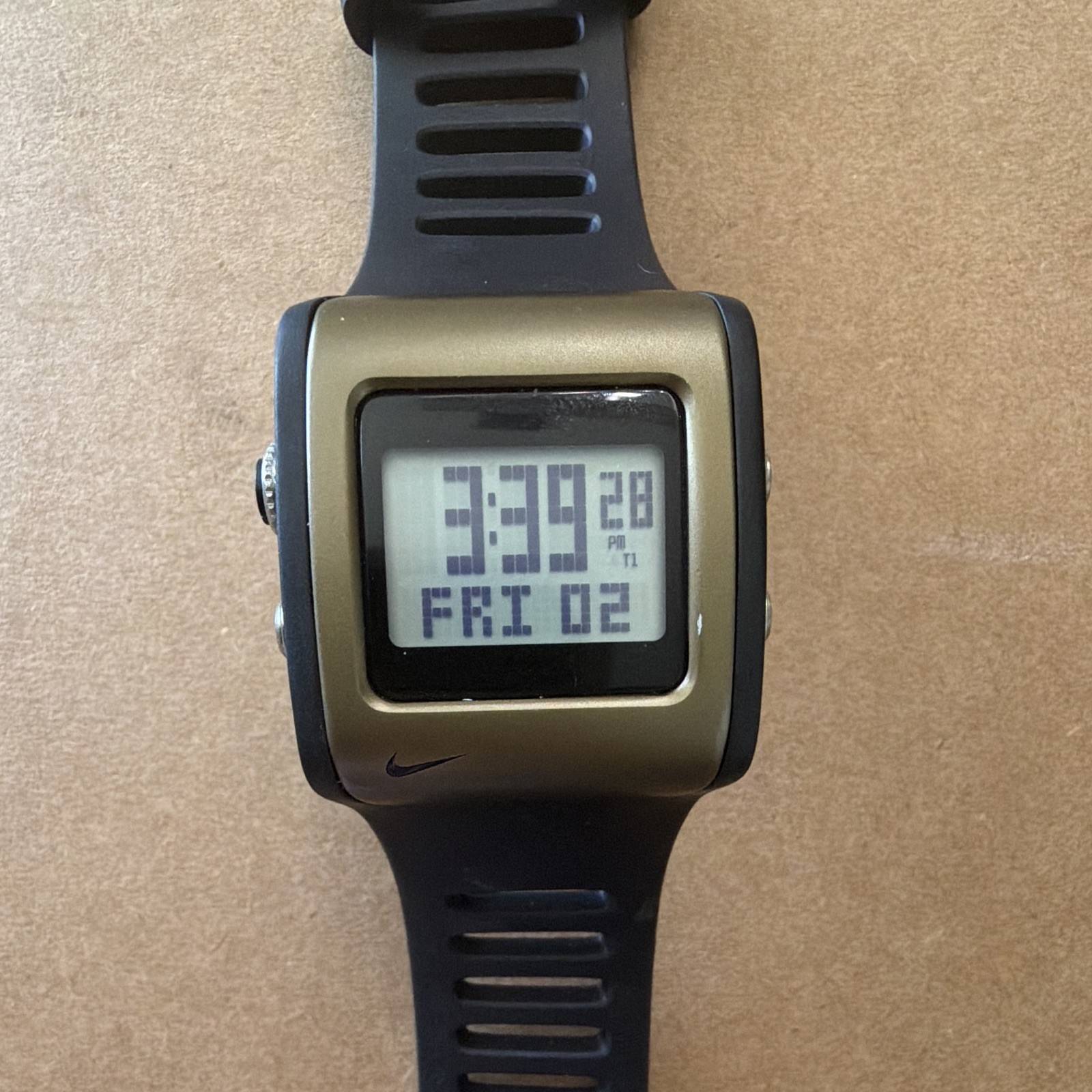 Nike WC0037 Sport Digital Watch 100m Black Polymer Band Silver Case
