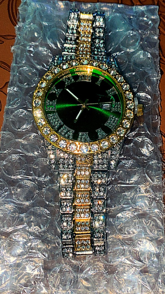 Brand New Mint Condition Iced Out Gold/Green/Silver Luxury watch