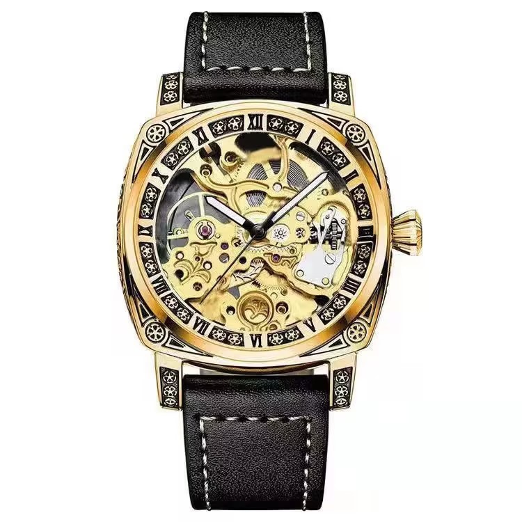 Fully automatic mechanical men’s watch waterproof genuine leather