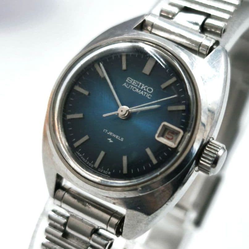 [High-Quality, Working] Seiko Automatic Watch, Ladies, Blue, 17 Jewels, Antique