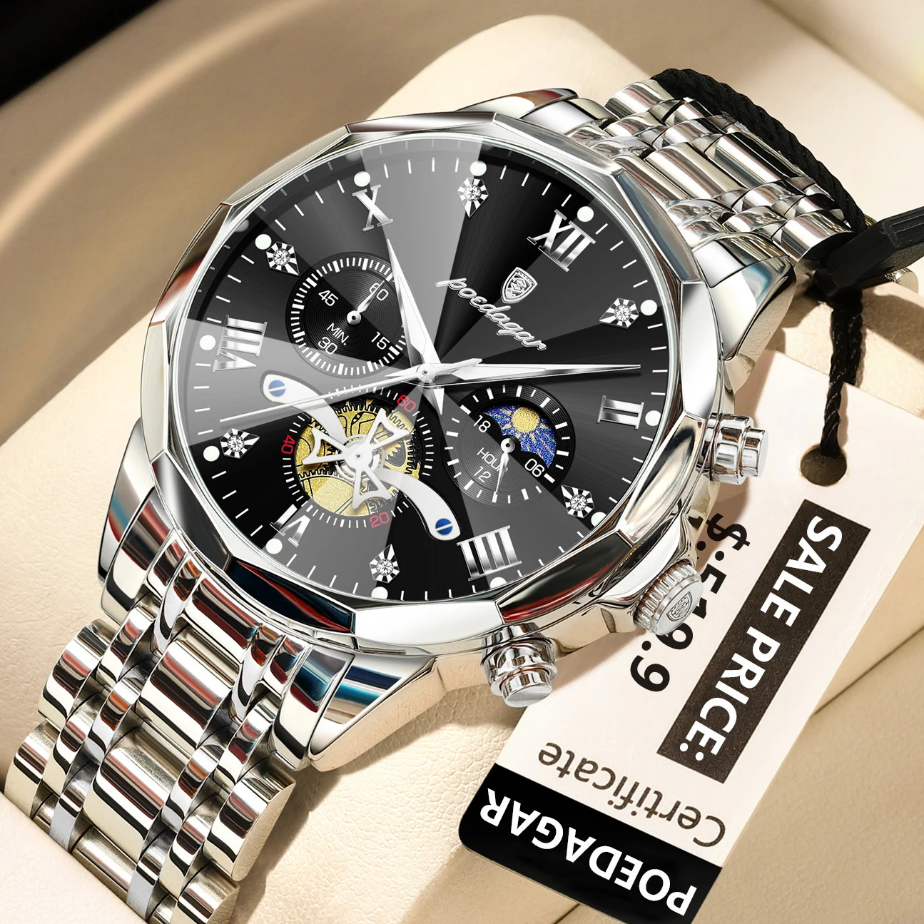 POEDAGAR Luxury Men Watch Top Original Waterproof Luminous Chronograph Man Wrist