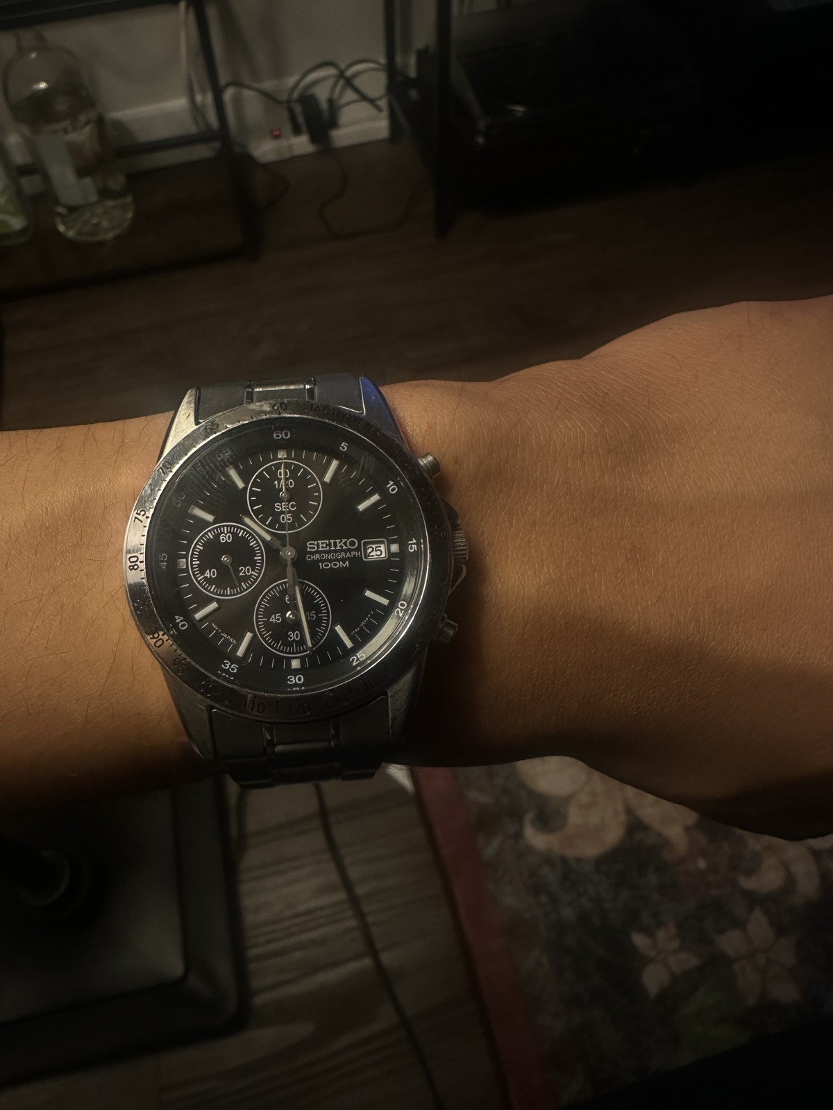 Seiko Men’s Chronograph Watch SND367PC Black/Silver with Box & Manual