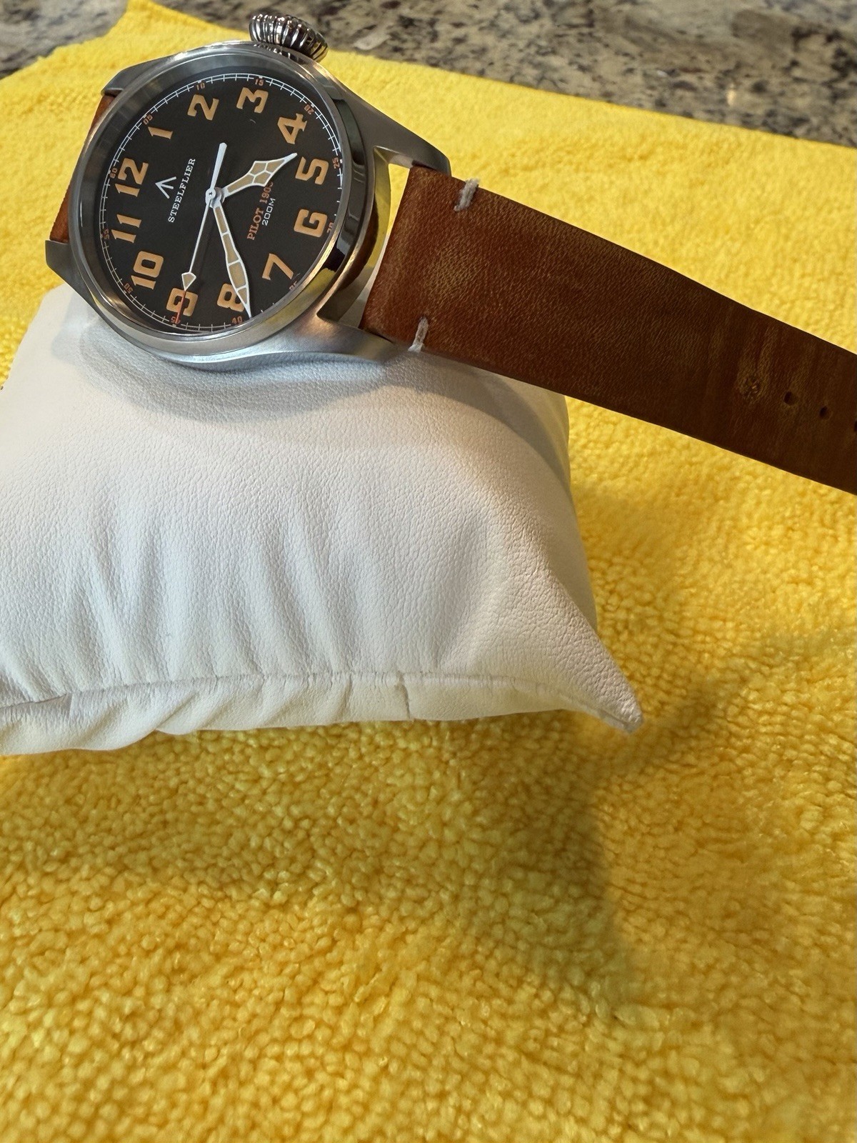 Steelflier Pilot 1903 Retro Aviation-Matte Black & Tan-VH31 Sweep Quartz-CUSTOM