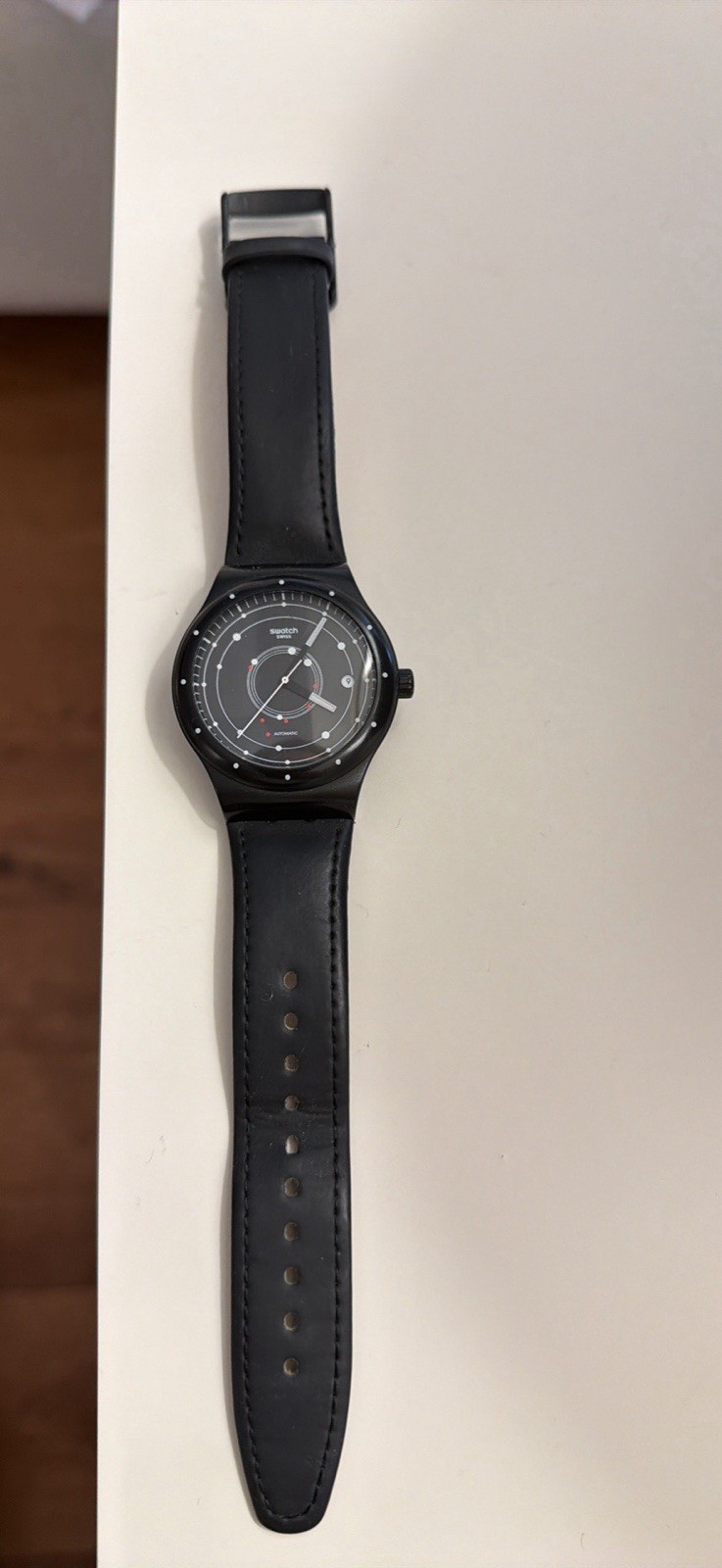 Swatch SUTB400 Sistem51 Black Leather Unisex Watch
