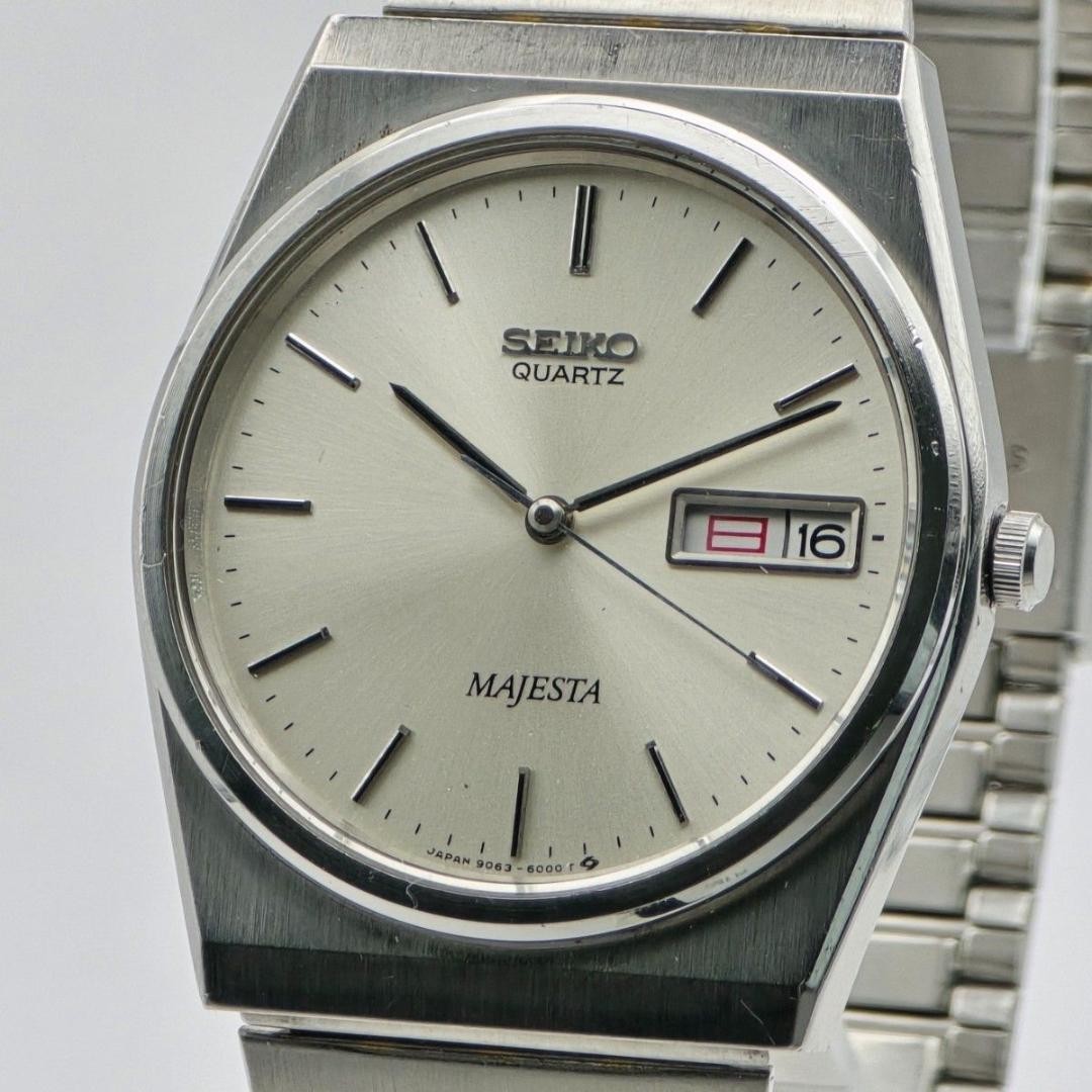 Seiko 9063-6000 Quartz Silver Dial Men Wristwatch
