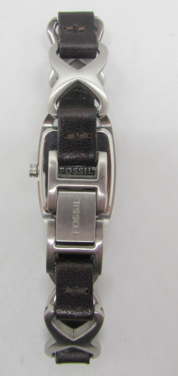 FOSSIL ES-1645 STAINLESS STEEL & LEATHER QUARTZ 17MM WRIST WATCH
