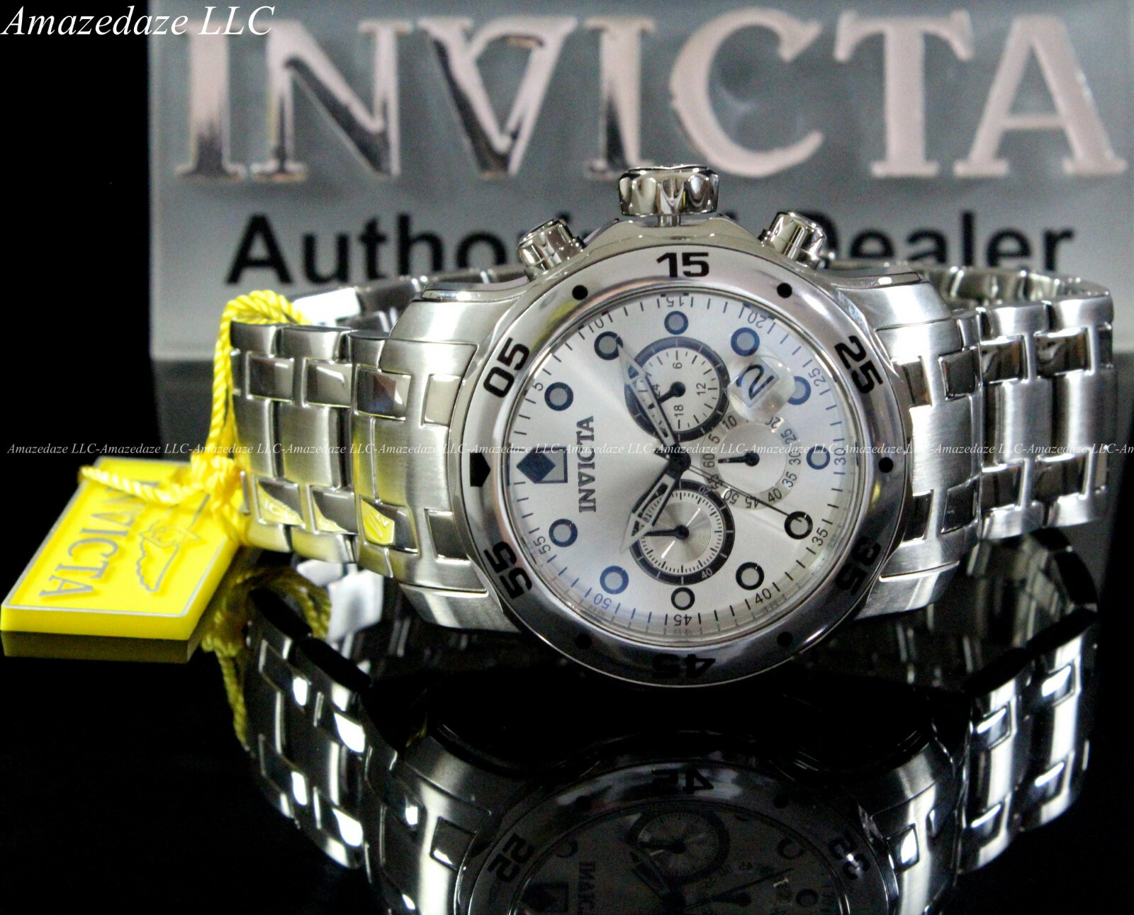 NEW Invicta Men Pro Diver Scuba VD53 Chronograph Stainless St. SILVER DIAL Watch