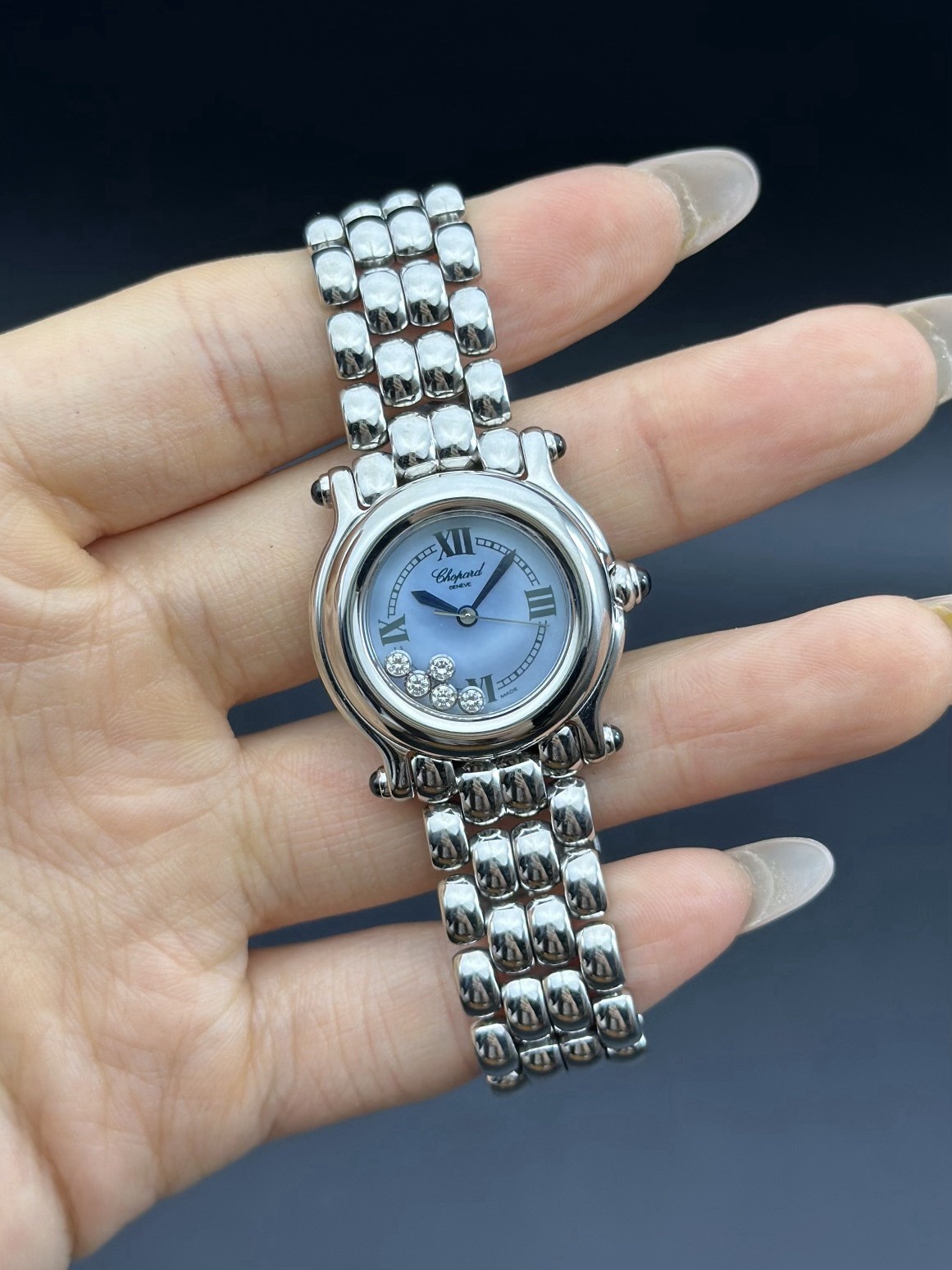 Legendary Chopard Happy Sport 278250-3001 quartz Diamond Ladies Rare Blue MOP