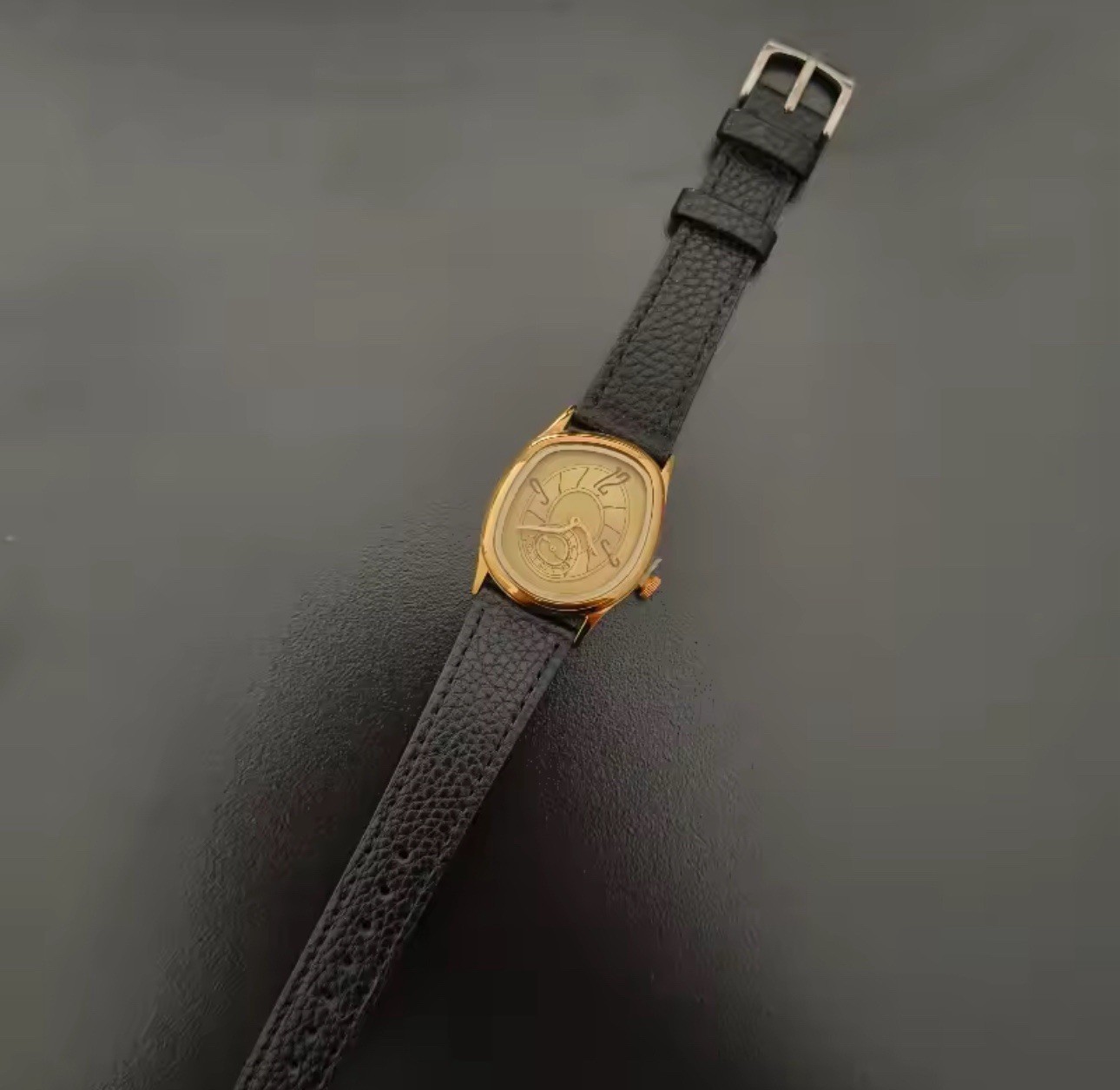Gold Silver Rose-gold Mirage Dress Watch Melting Vintage Rare French Irregular