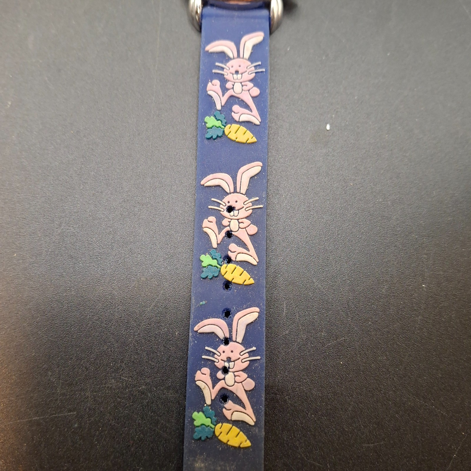 Activa Vintage Womens Watch Purple Strap Analog Quartz Pink Bunny Silver