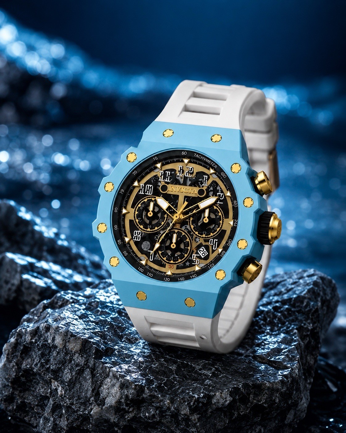 Invicta Racing Vaulthan Men’s Watch – 44mm. White/Blue (69673)
