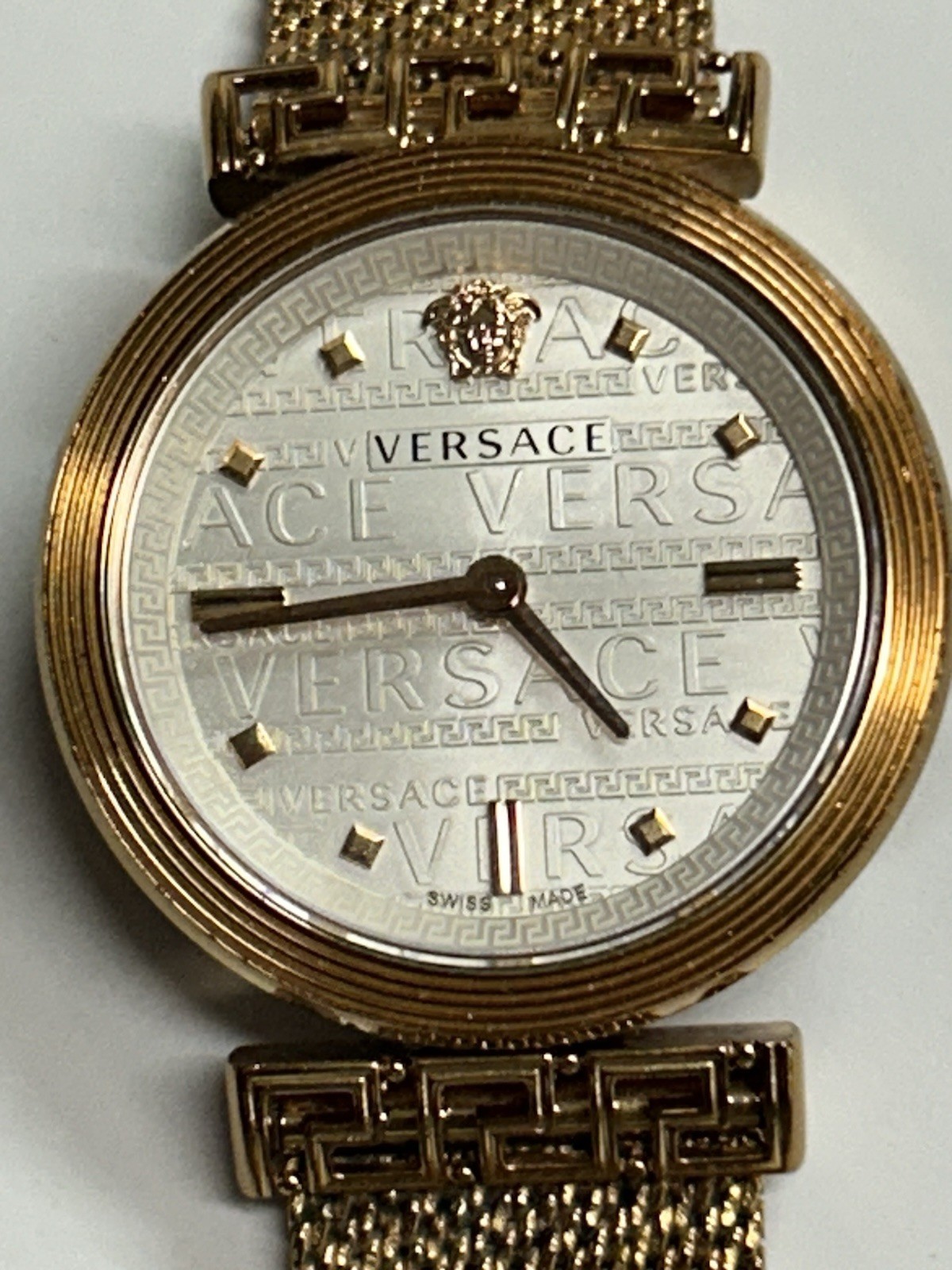 Versace Meander, White Dial, Rose Gold Color Stainless Steel