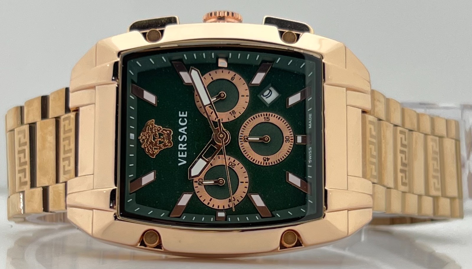 Premium Men’s Versace Dominus Chronograph Green Dial Date Working Wristwatch