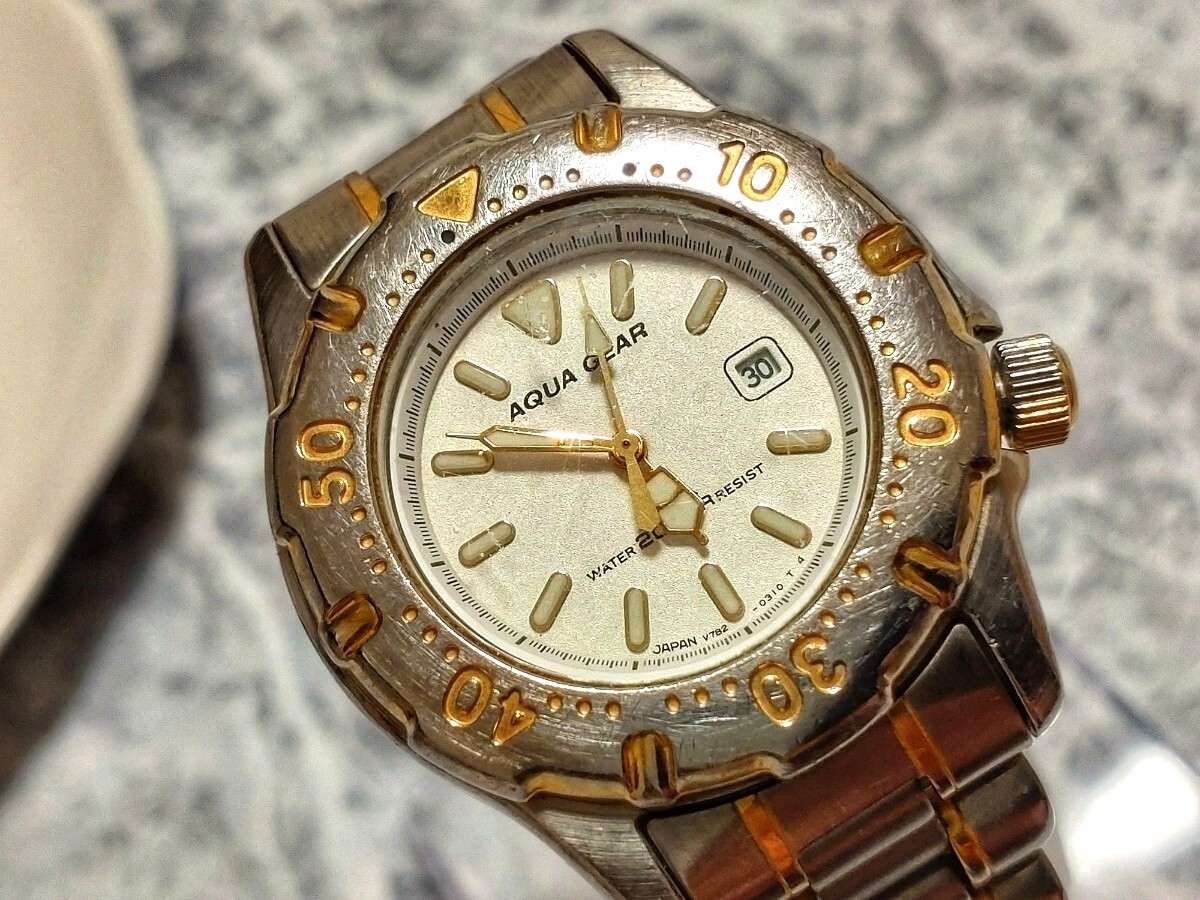 Working condition new battery replaced SEIKO ALBA Aqua Gear men s women s wristw
