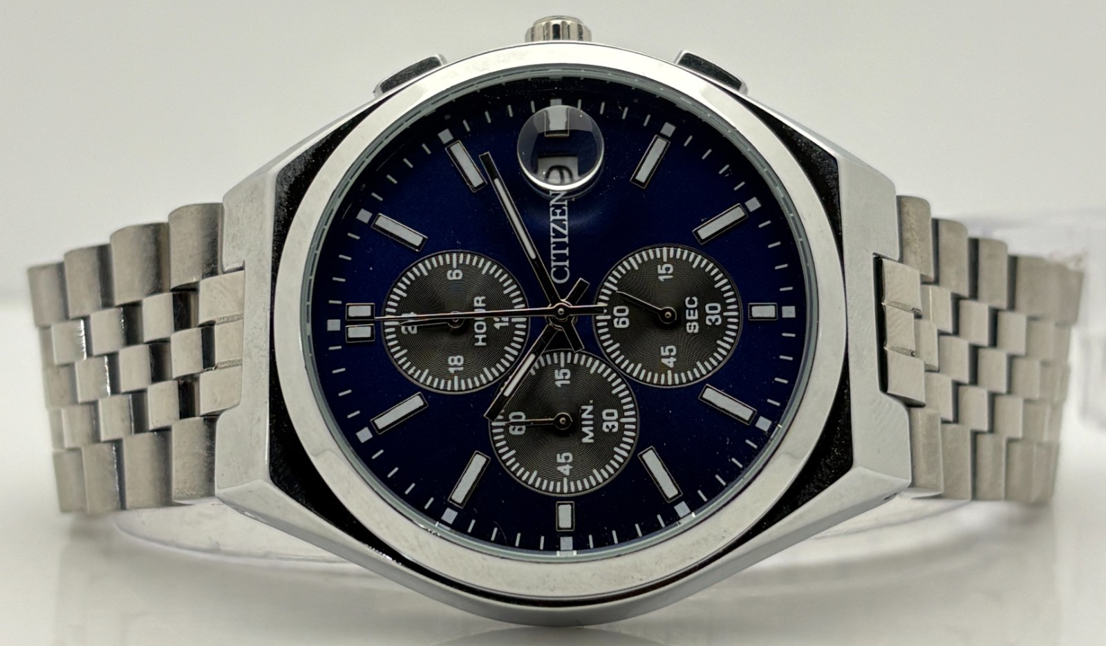 Refurbished Citizen Eco-Drive Chrono Quartz Blue Dial Sub-Sec/Date Wristwatch