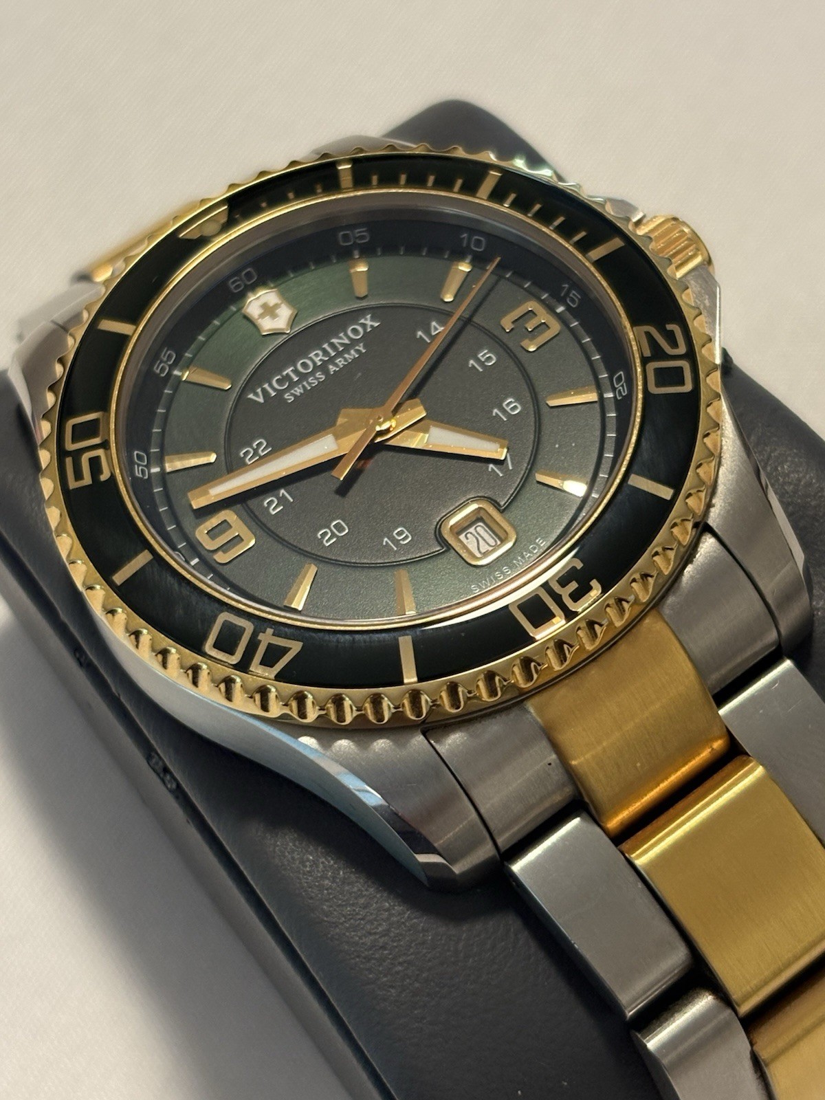 Victorinox Swiss Army Maverick GS Mens Watch 241605 Green Dial Two Tone Steel
