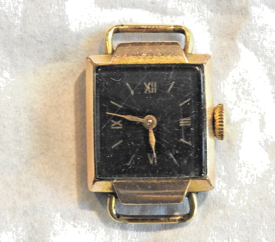 Rodi & Wienenberger Square Black Faced Ladies Rolled Gold Wind-up Watch; Germany