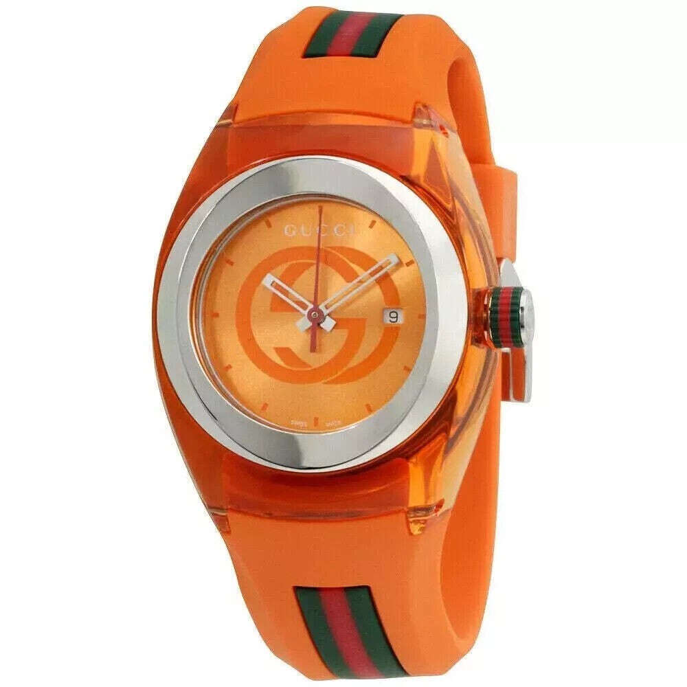GUCCI SYNC L YA137311 Orange Rubber Strap 36mm Unisex