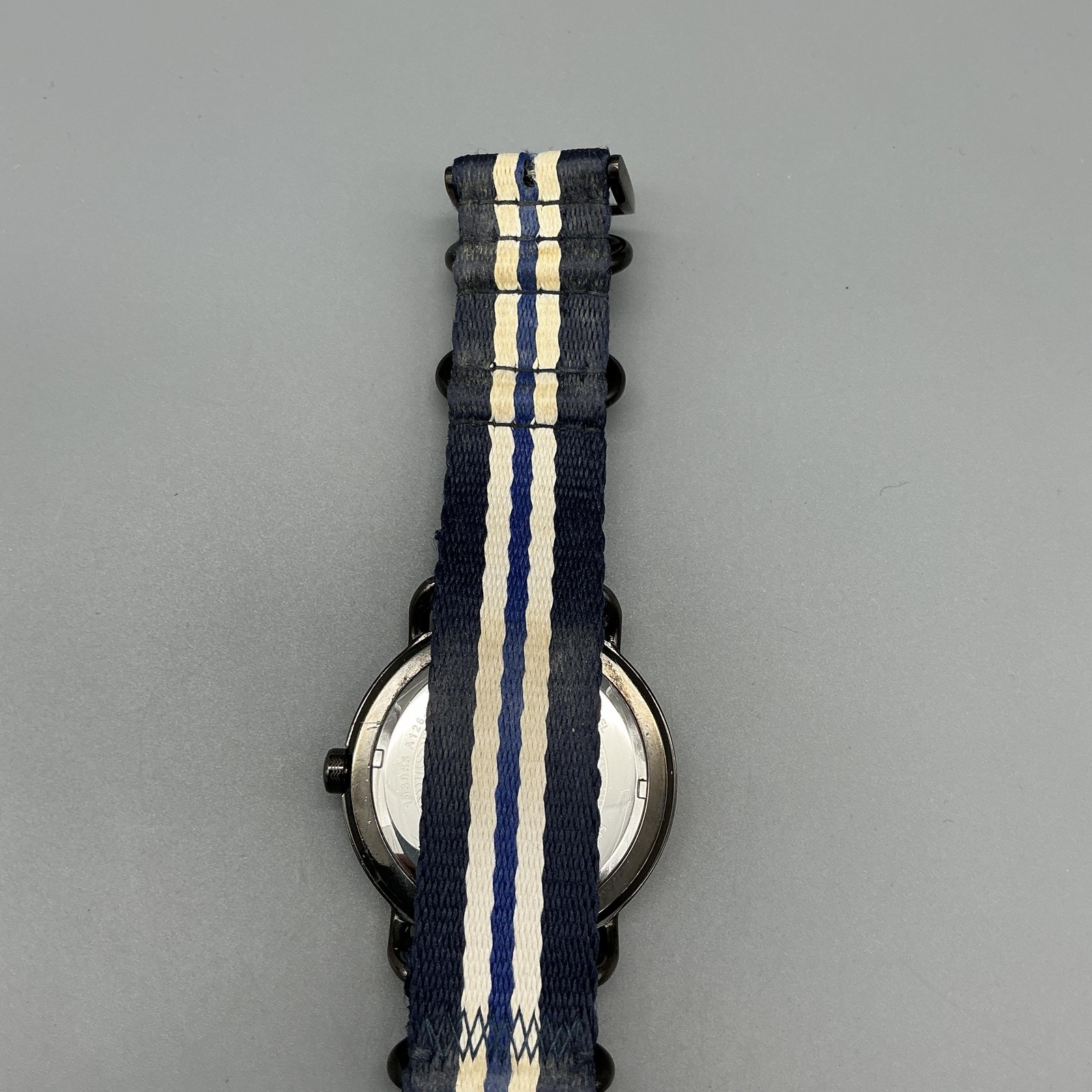 Sperry Top-Sider Mens Watch 45mm Blue White Stripe Nylon Date New Battery