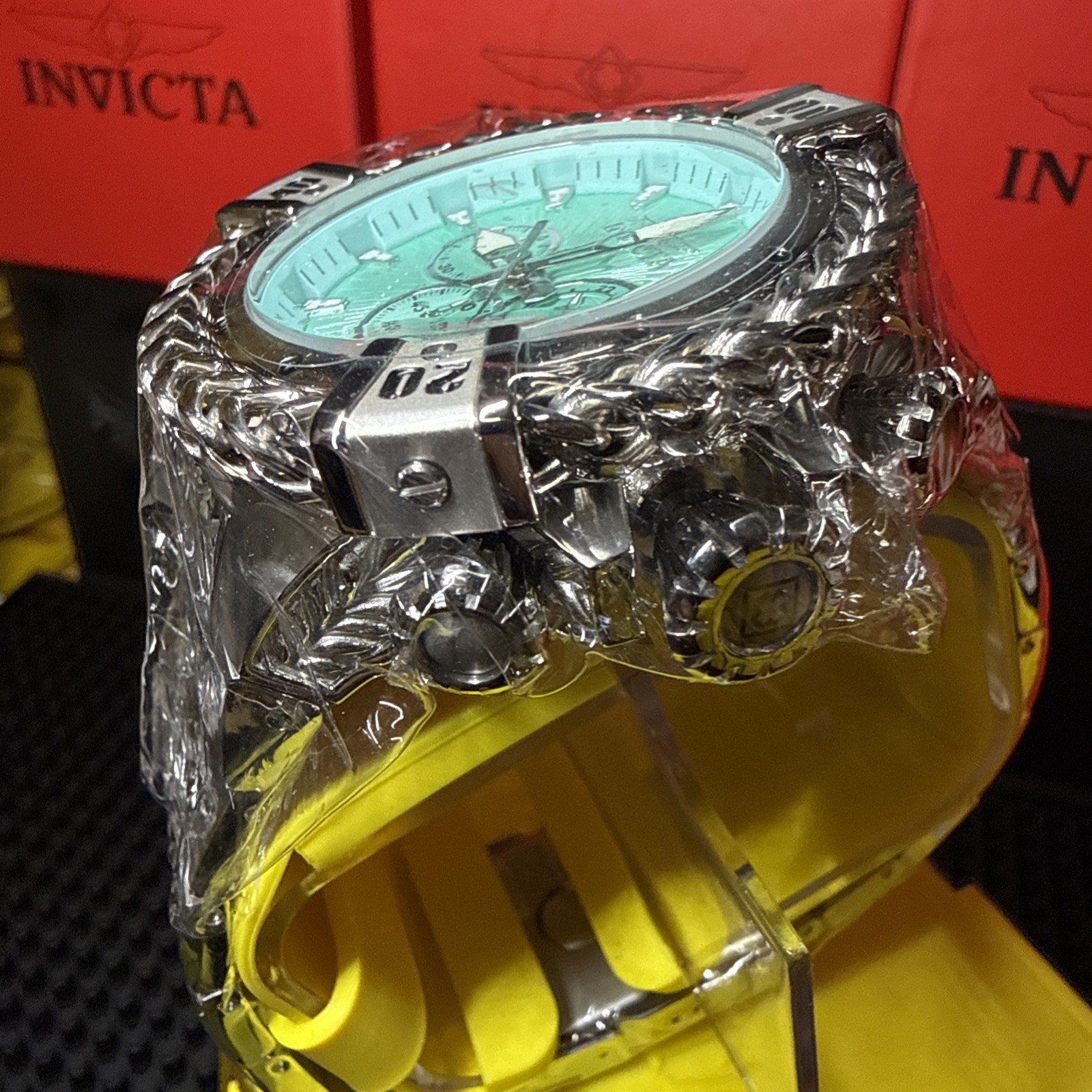 Invicta Bolt Hercules Mens 54mm Silver Tone Bracelet Chrono Watch 48154