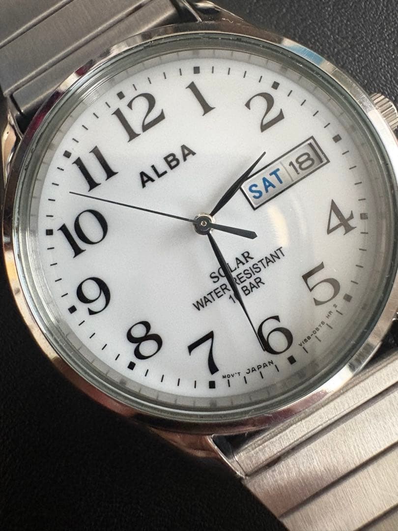 SEIKO ALBA V158-0AX0 Solar Quartz 10BAR Day Date Men’s Watch Tested Running