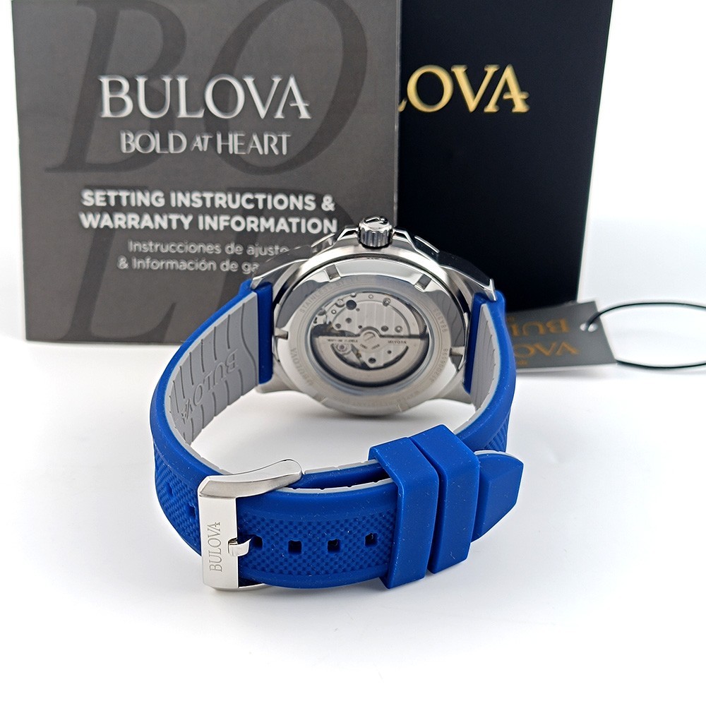 Bulova Marine Star 98A303 Blue Dial Rubber Strap Automatic Men’s Watch 44 mm