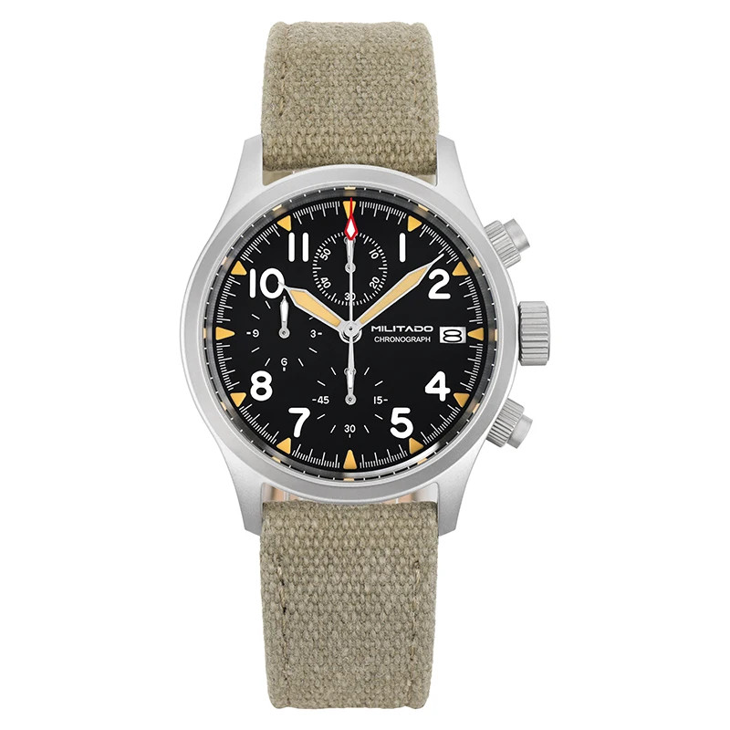 Retro Chronograph Watch VK67 Quartz 3 Dial 100M Waterproof Stainless Steel