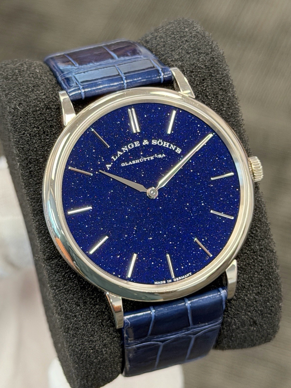 2020 A. Lange Saxonia Thin Aventurine Blue White Gold 205.086 Watch Box Papers