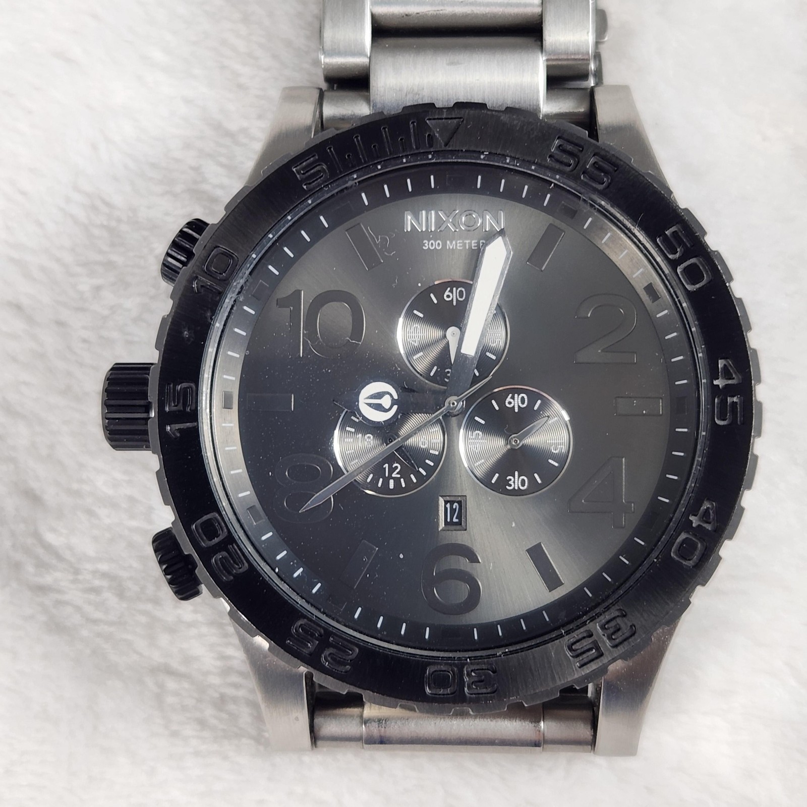 Nixon 51-30 Chrono Simplify Mens Watch 51mm Gray Dial Black Bezel 300M Steel