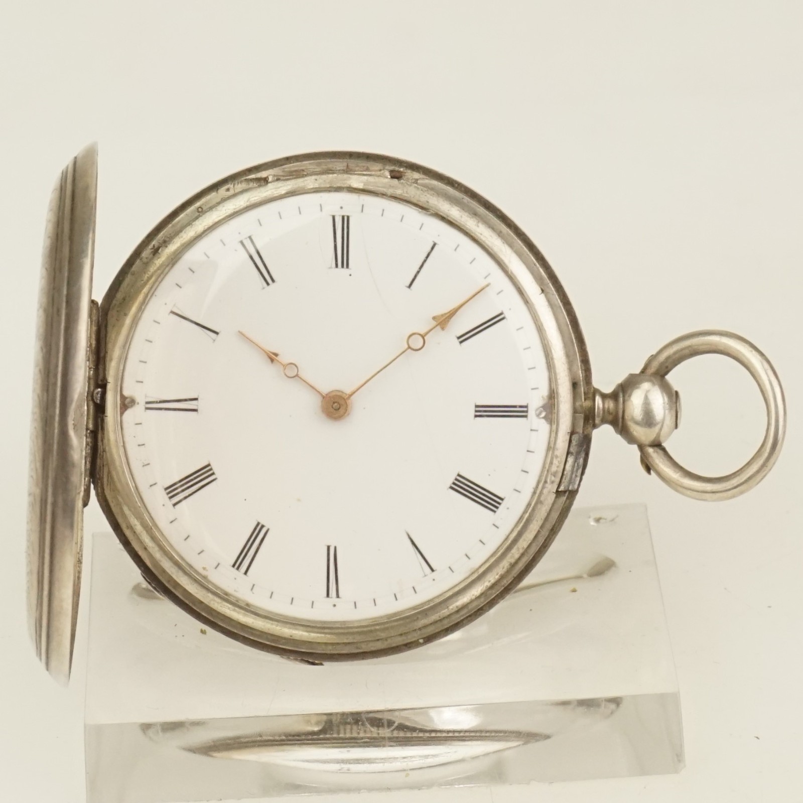 RAR! Fullhunter Solid Silver Key Pocket watch Men’s no repeater fusee duplex RAR