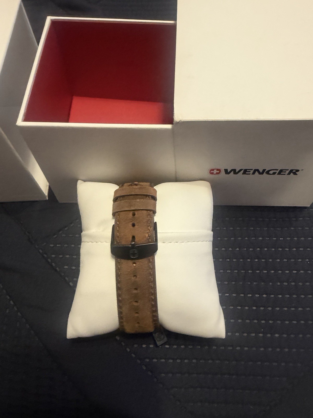 Wenger Chronograph Quartz Chronograph Date Black Dial Brown Leather Watch Box