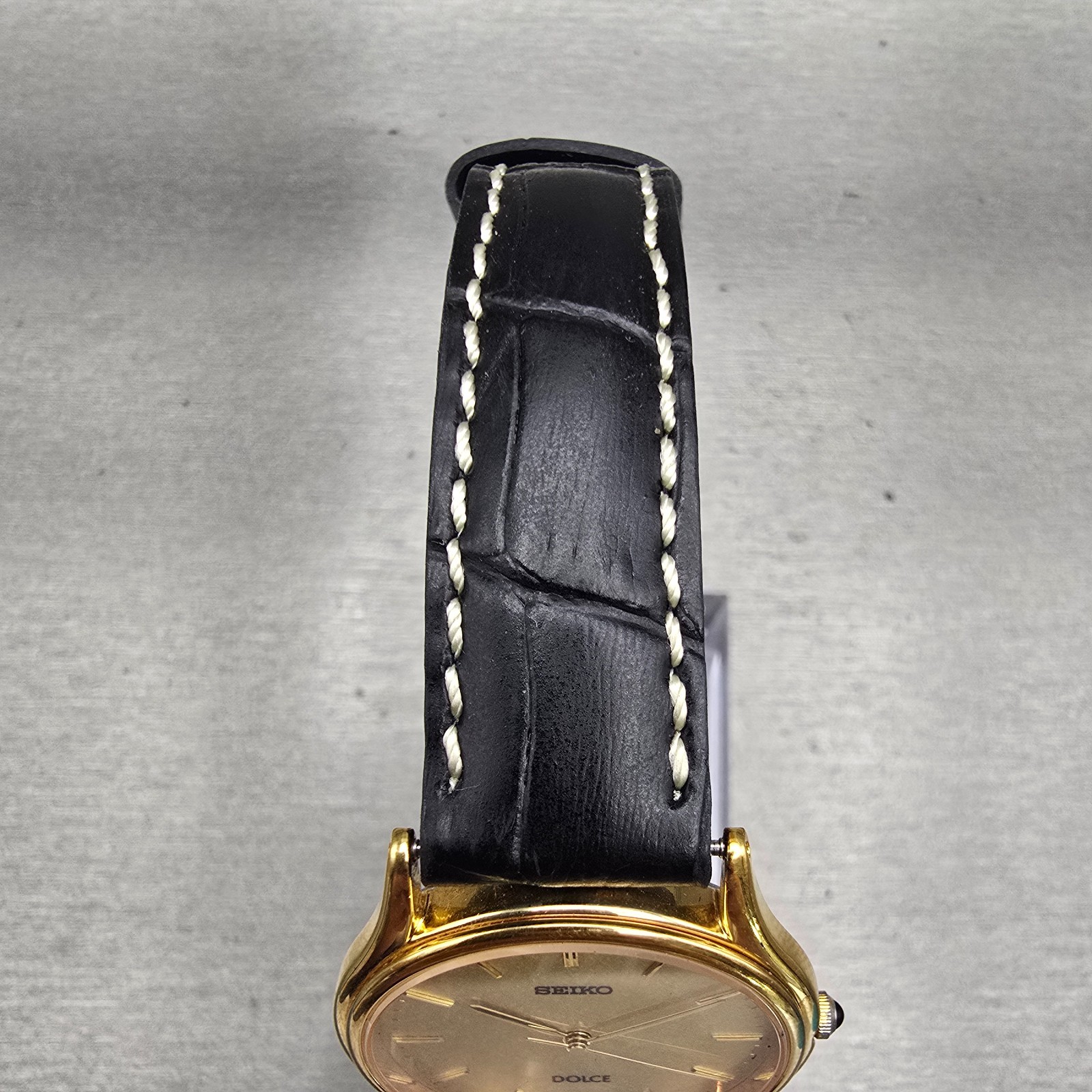 Seiko Dolce Watch Men 31mm Champagne Dial Gold Tone Round 8J41-6100 New Battery