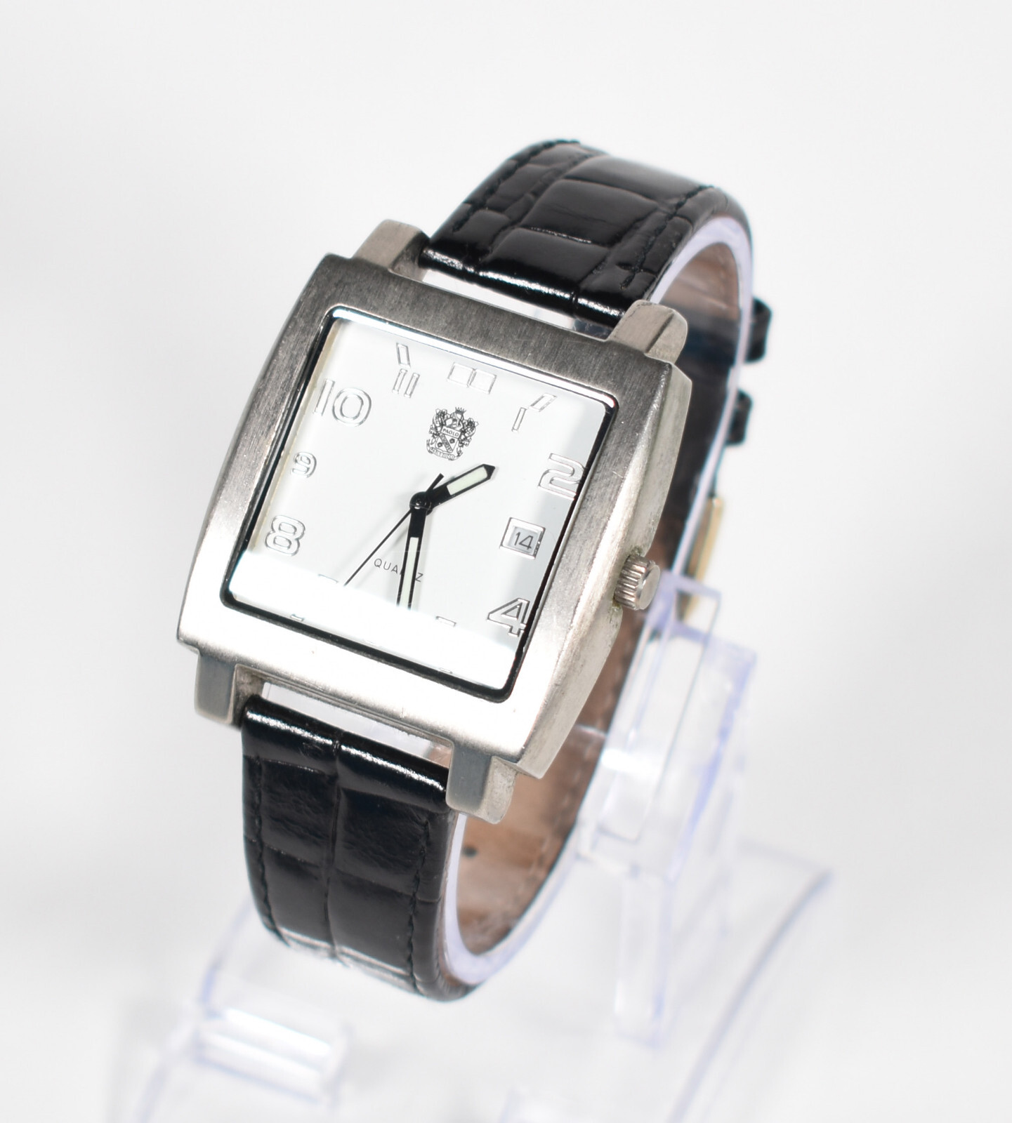 Paolo Gucci Men’s Analog Watch Rectangular Silver Bezel Date 36mm #G044