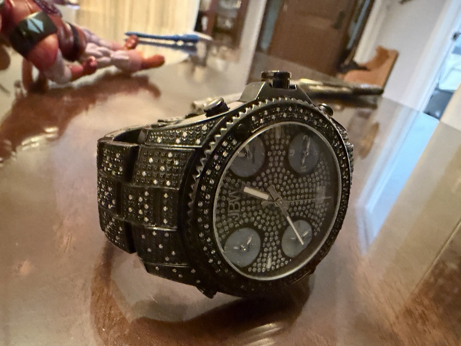 JBW Jet Setter Men’s Diamond Accent Black Stainless Steel Watch 5 ATM