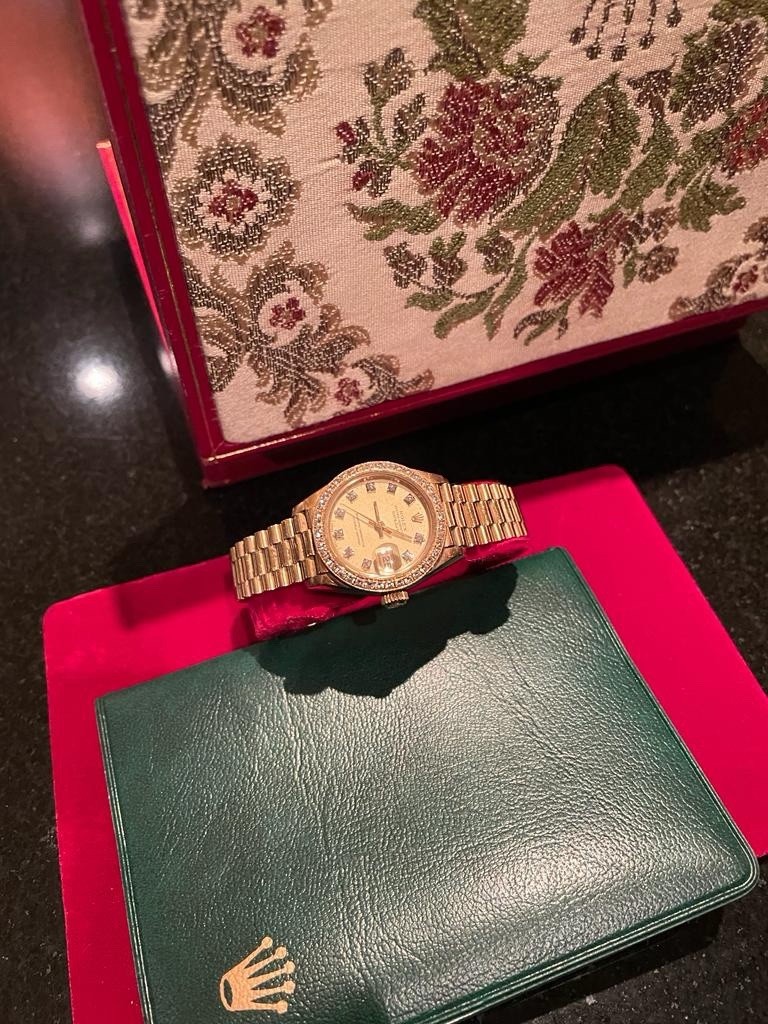 Rolex Vintage Datejust 26mm-18 K Yellow Gold Watch With Diamond