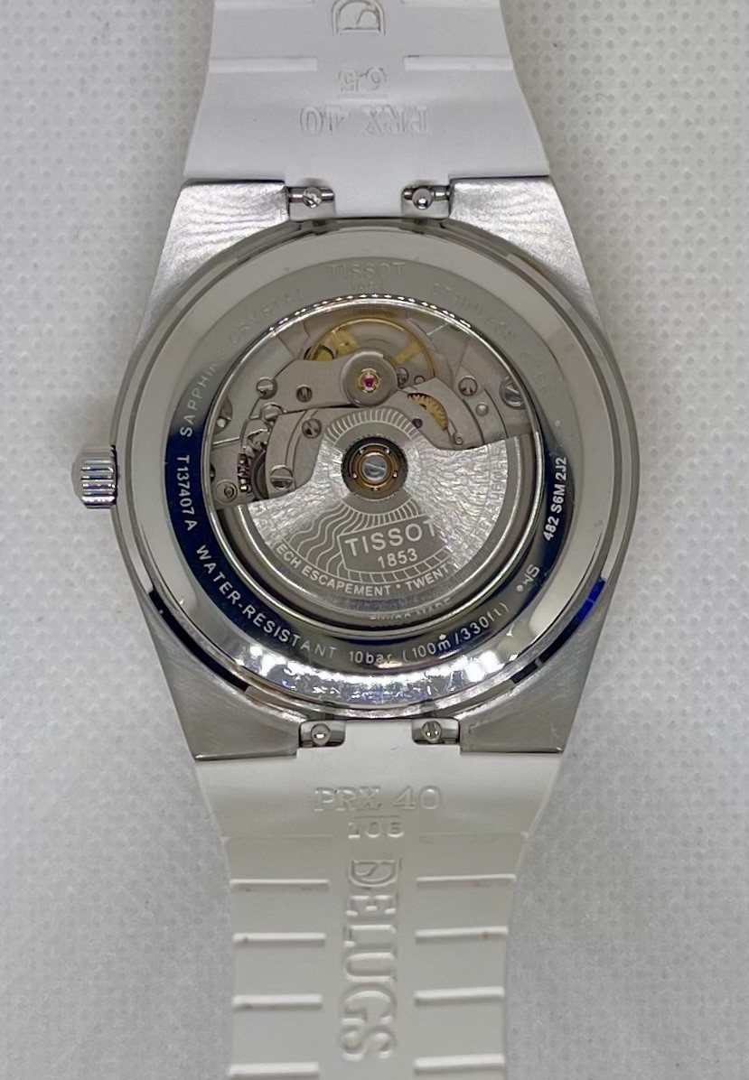 Tissot PRX Powermatic 80 Dial 40mm White Gold Bezel with Delugs Rubber Strap