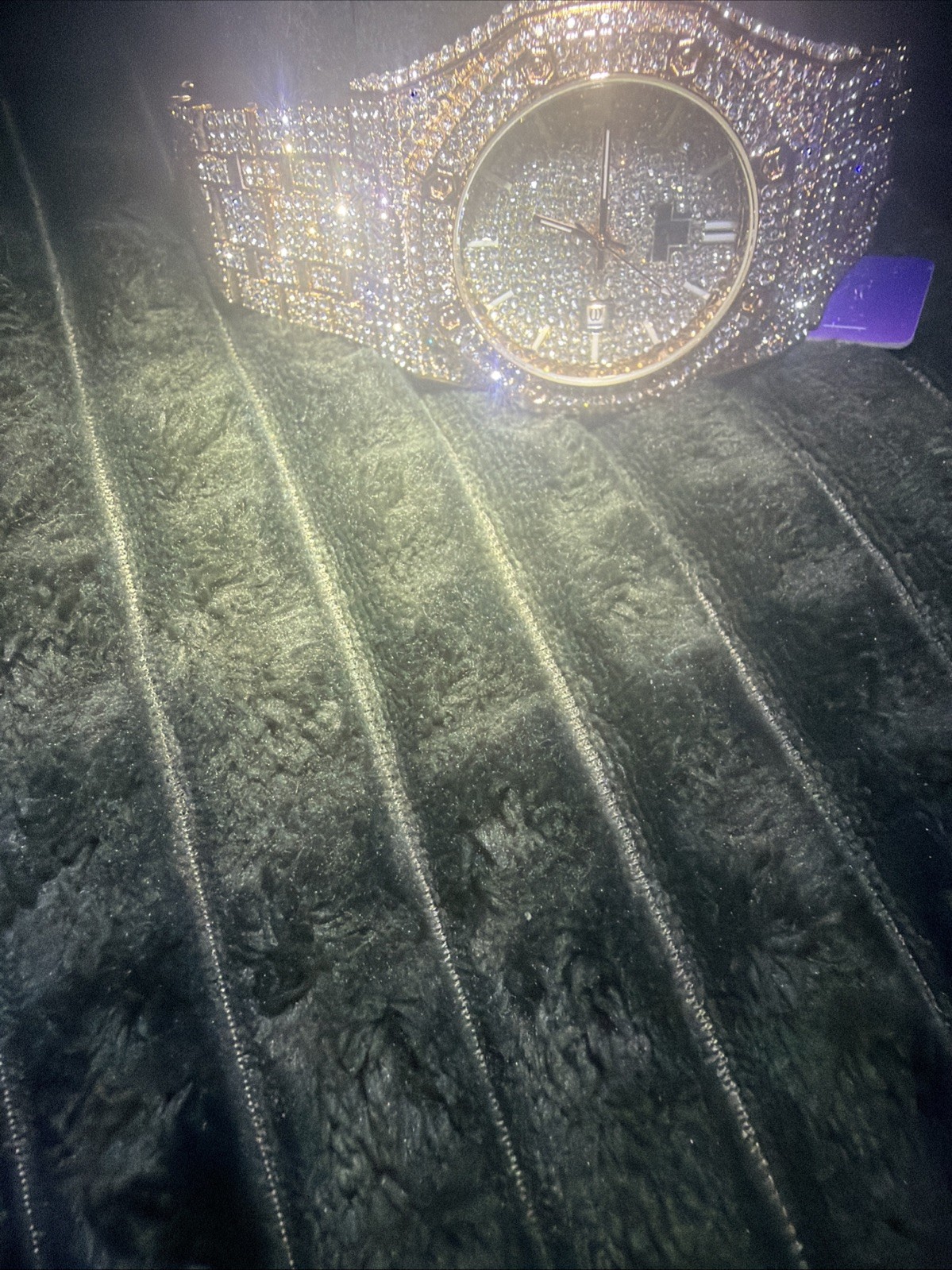 Bustdown”ICED” Out Luxury Wristwatch Diamond Pattern Gold Silver Movement Italy”