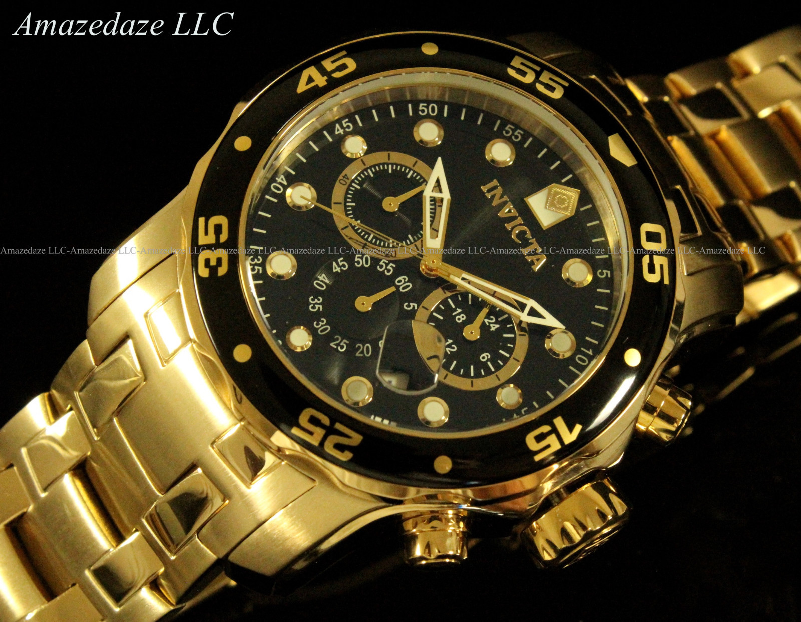 NEW Invicta Men’s Pro Diver Scuba Chronograph Stainless Steel Black Dial Watch!!