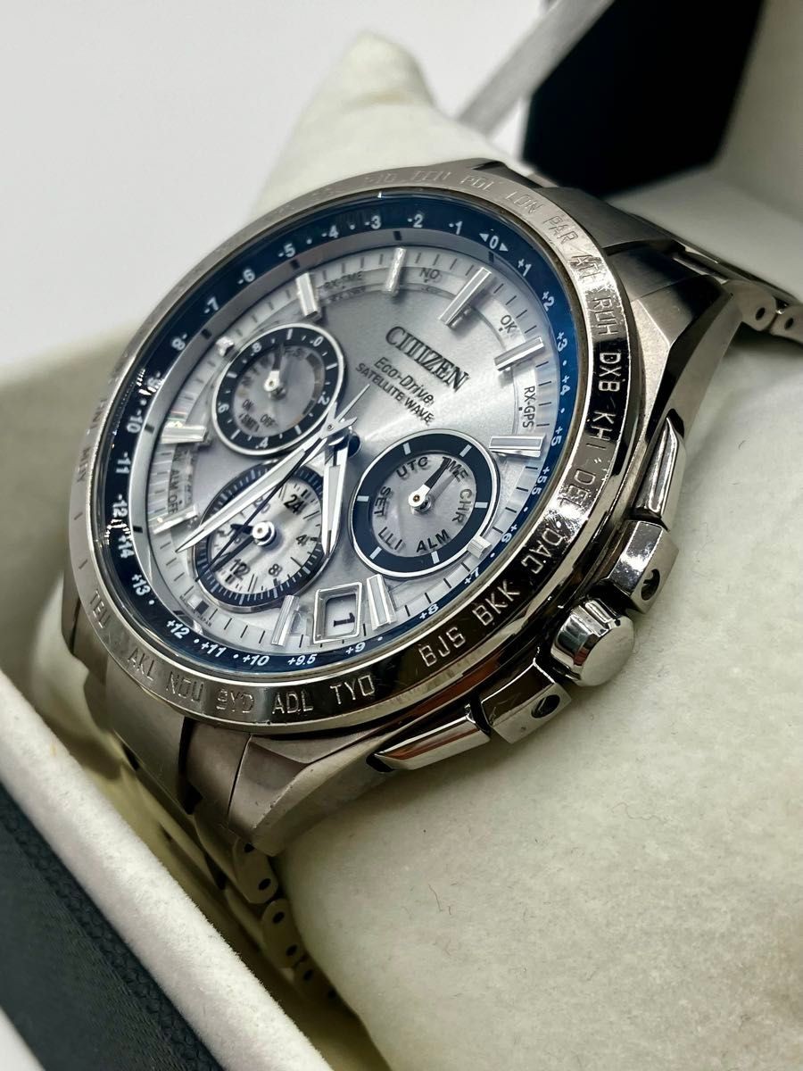 Citizen Satellite Wave GPS Solar F900 Titanium Watch Silver Dial
