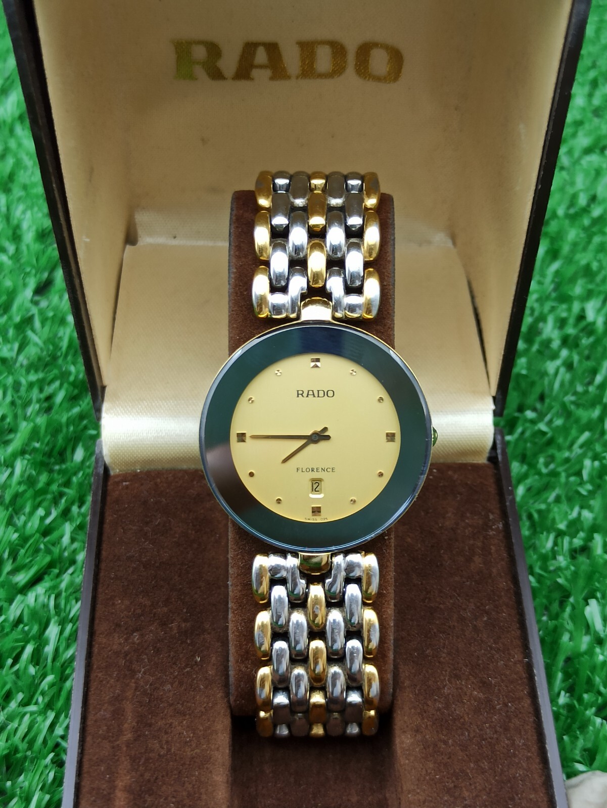 Iconic Model Rado Florence Classic Watch & Half-Gold Swiss Movement 80s Quartz