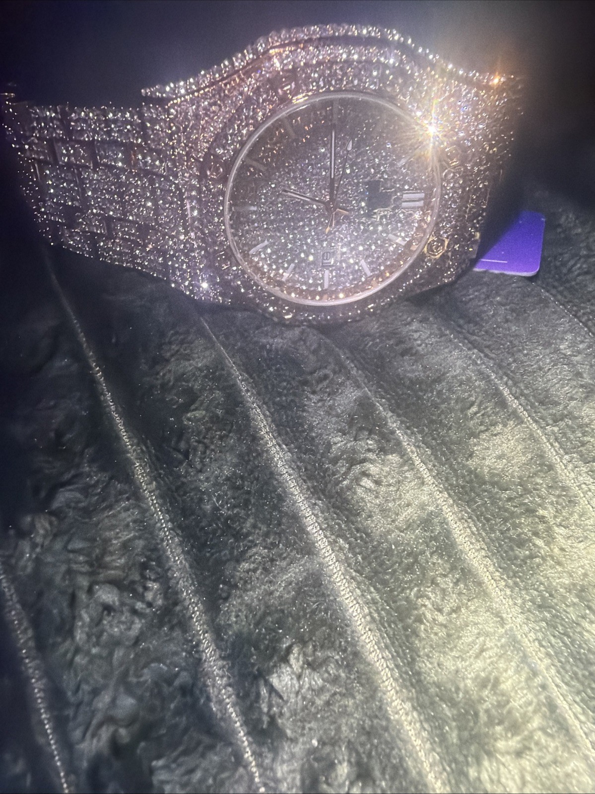 Bustdown”ICED” Out Luxury Wristwatch Diamond Pattern Gold Silver Movement Italy”