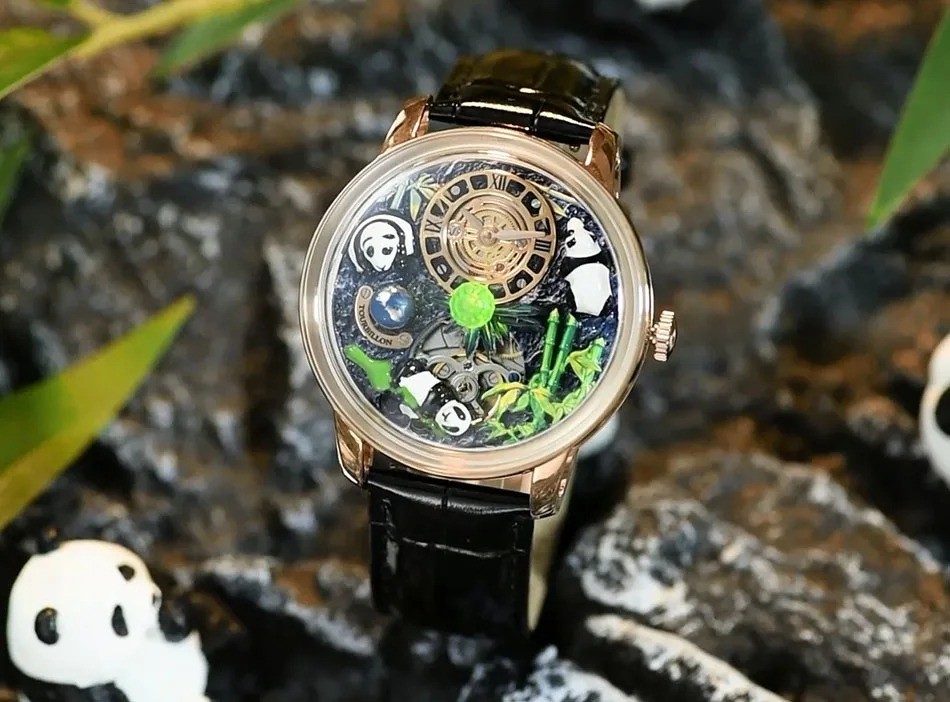 PINDU Panda Series National Treasure Jacob Mechanical Watch Rotating CrystalBall