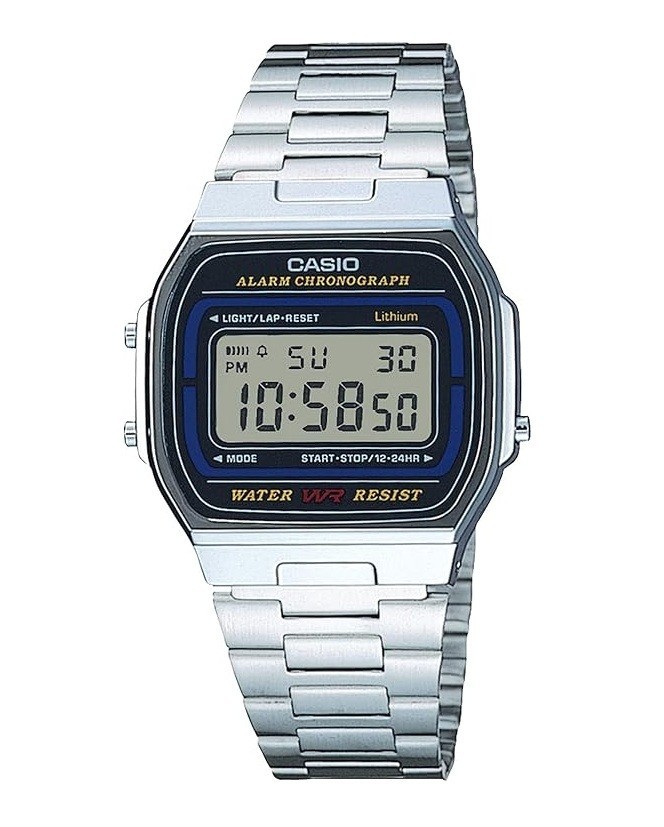 CASIO A164WA-1QJH Classic Digital Watch Silver Stainless Steel Alarm Japan