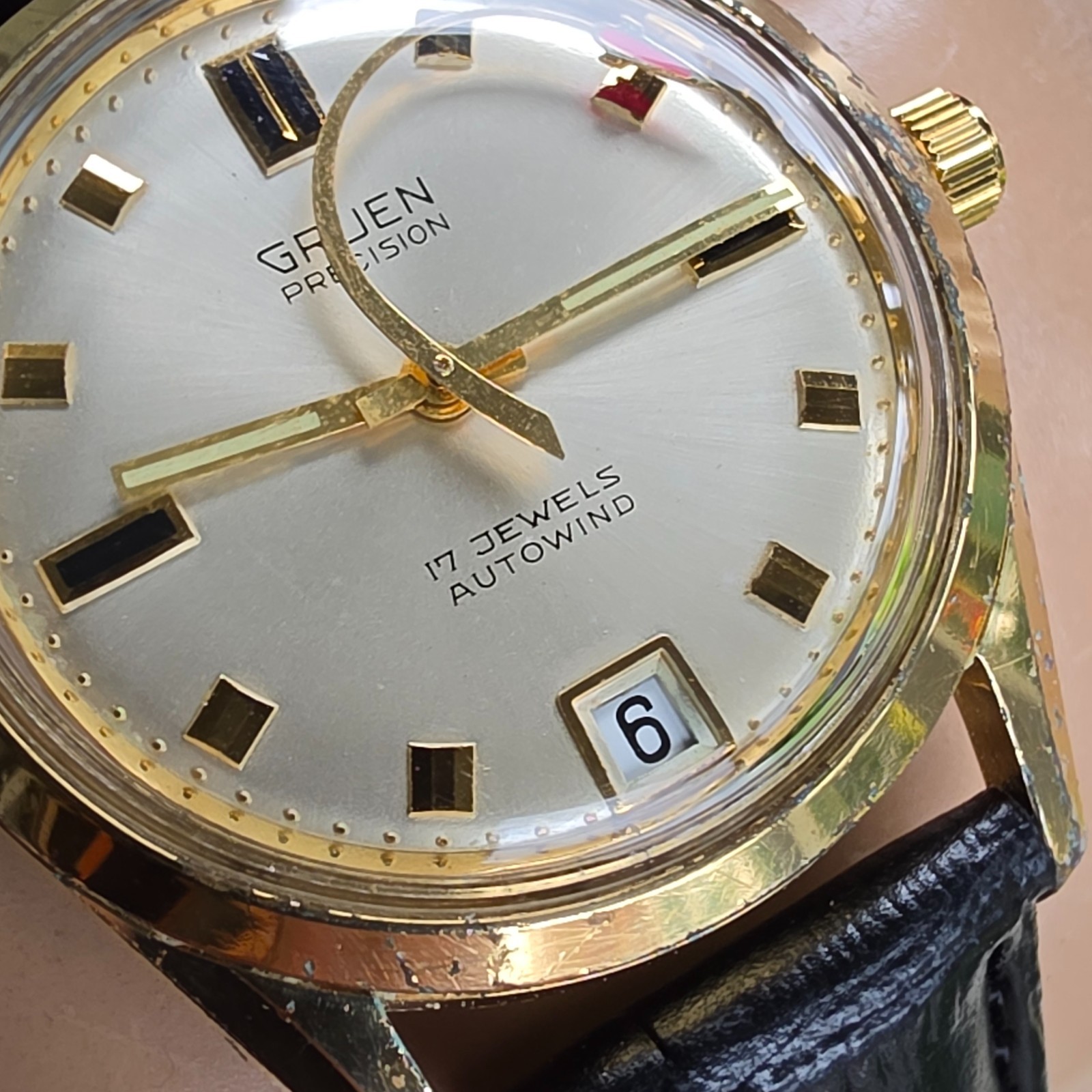 Vintage GRUEN men’s automatic watch Date Rocket second hand swiss 1960s