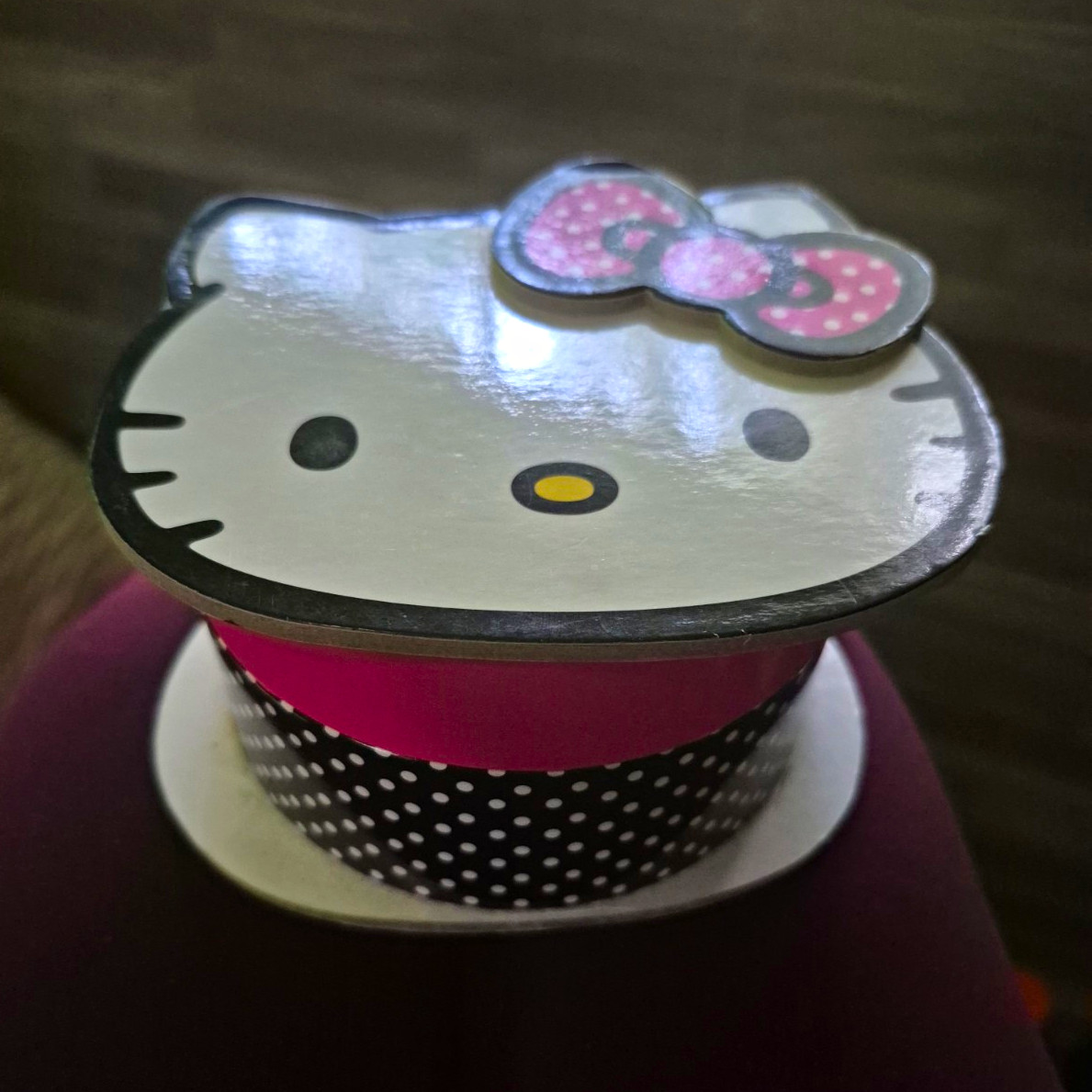 Hello Kitty Girls Quartz Analog Watch Black Rubber Strap Gem-Set Bezel Box