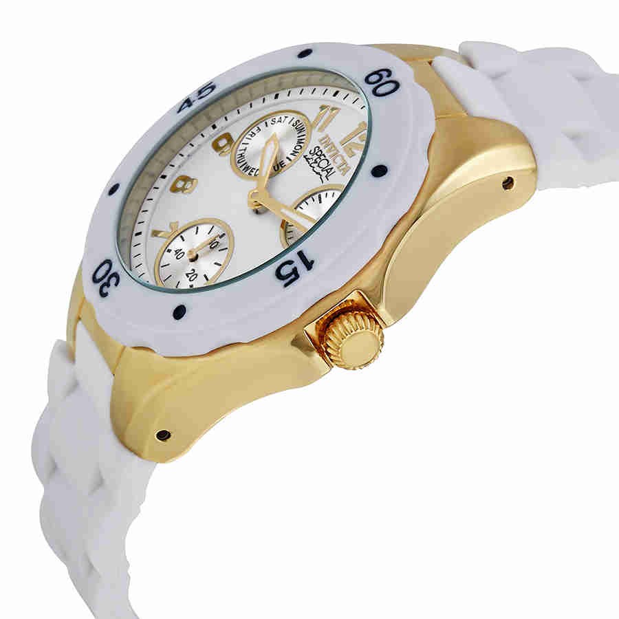Invicta Angel Multi-Function White Sunray Dial White Silicone Ladies Watch 18796