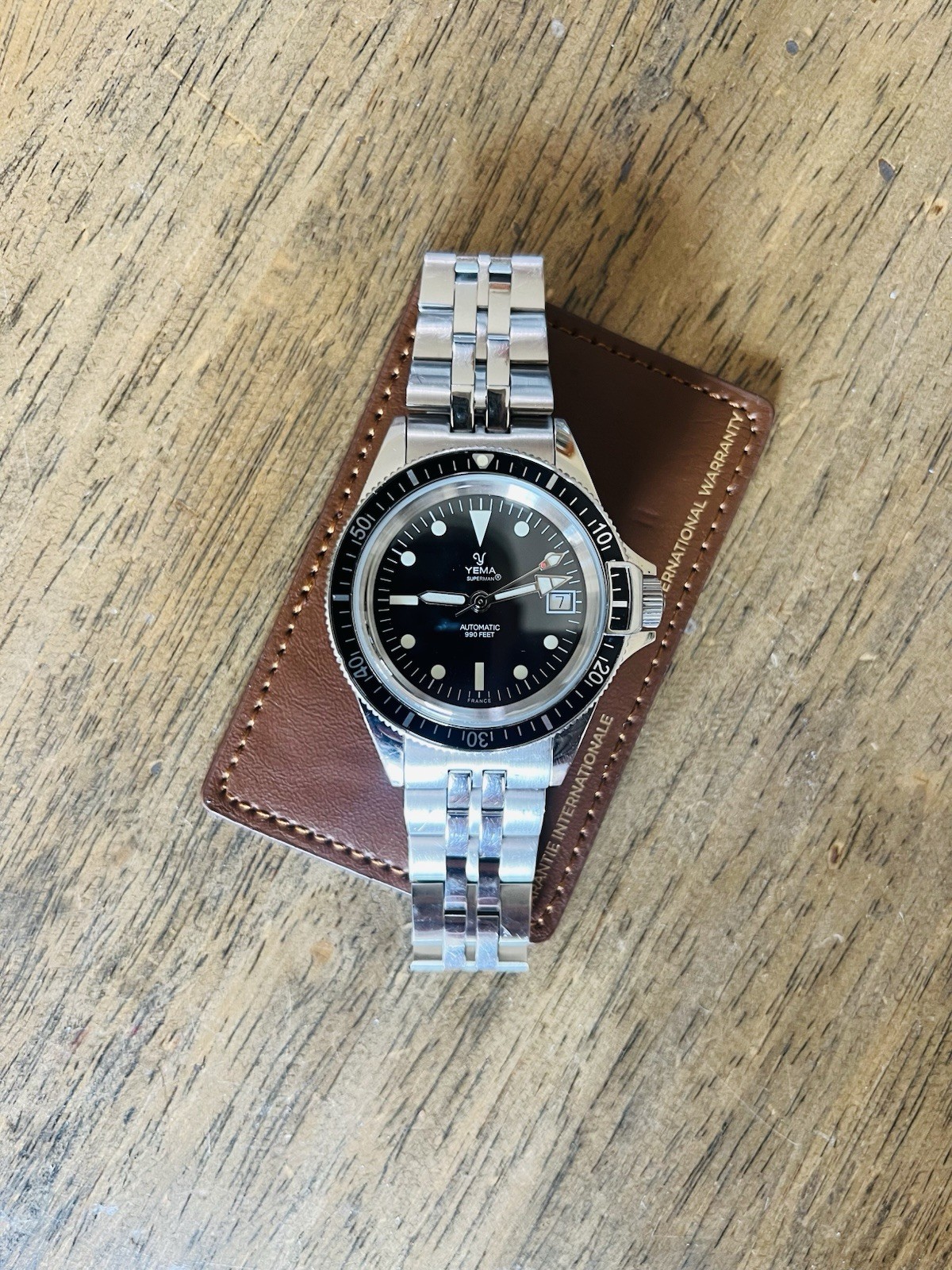 YEMA Superman Automatic Diver 39mm Black Dial/Bezel Date Steel Bracelet