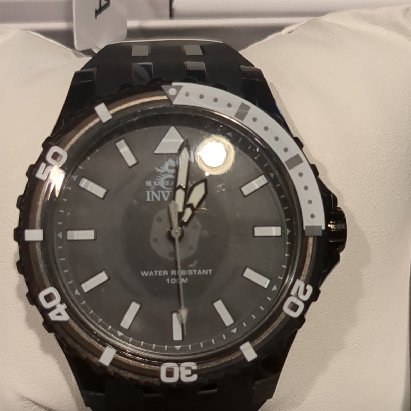Invicta Subaqua Men’s Quartz 51mm 50m Black Dial Silicone Strap w/ Box