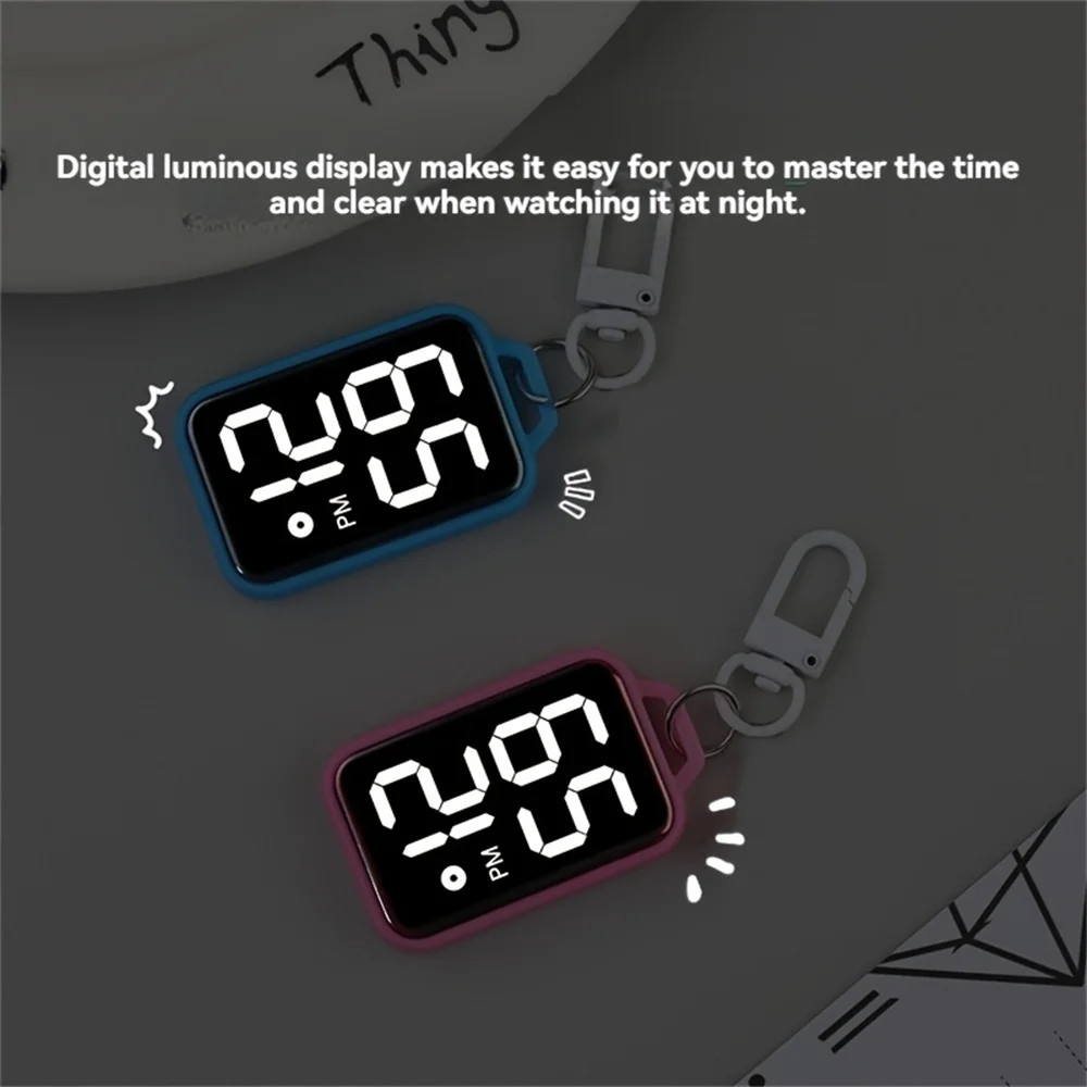 1/4pcs LED Keychain Pocket Watch Digital Display Electronic Watch for Youngster