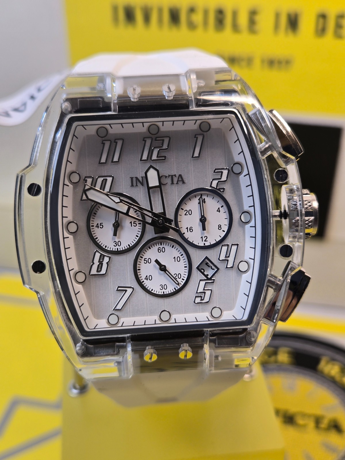 Invicta S1 Rally Anatomic Men’s Watch – 47mm, White Chronograph NEW!
